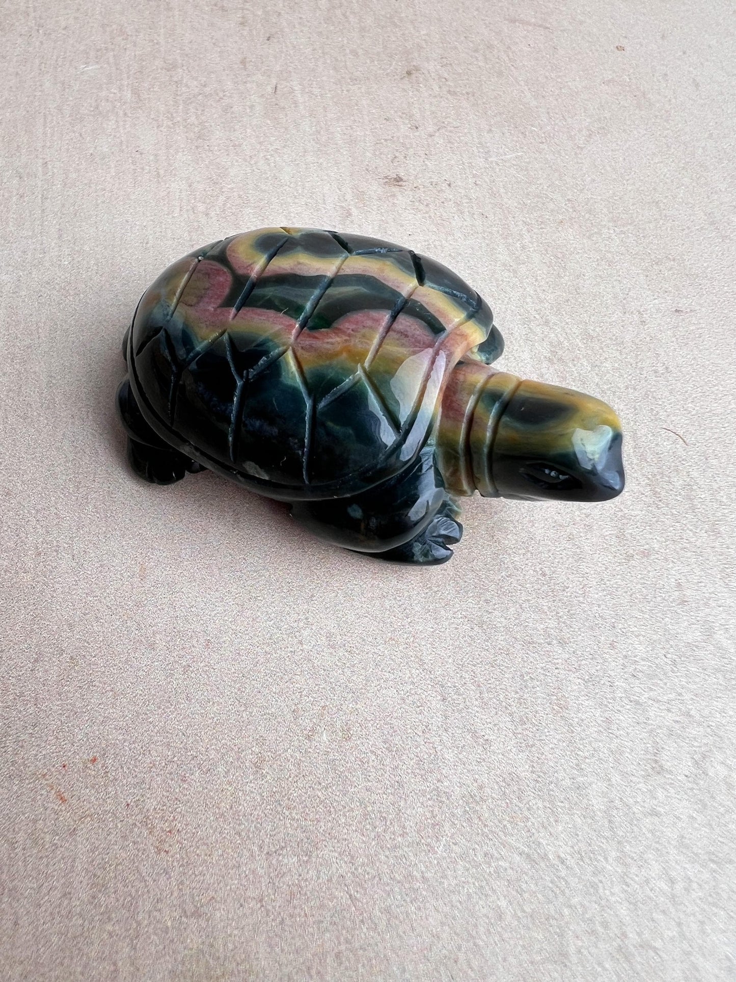 Ocean Jasper Carved Turtle: Marovato Crystal Figurine