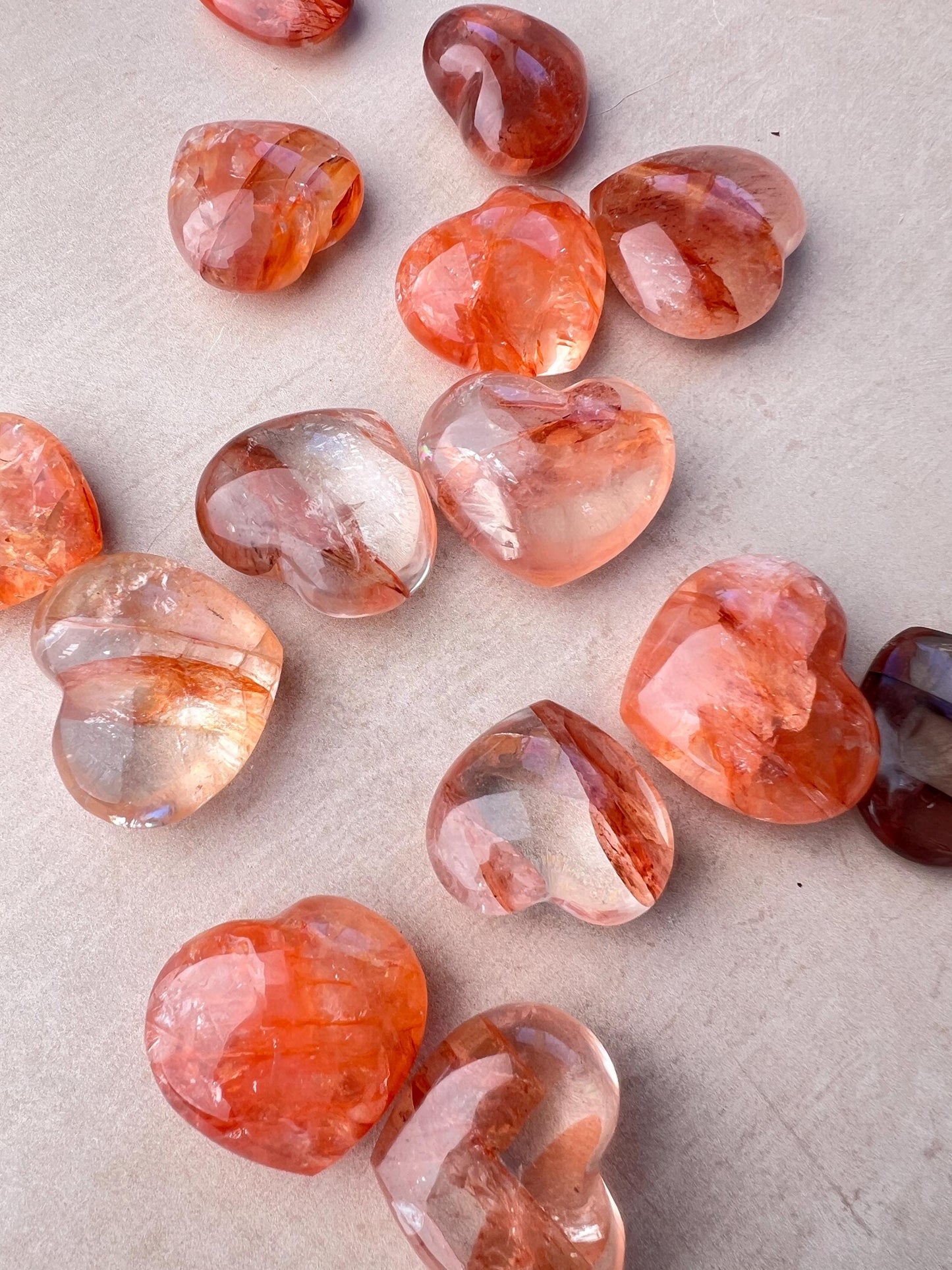 High Grade Crimson Healer Mini Hearts : All Natural Hematoid included Quartz Hearts