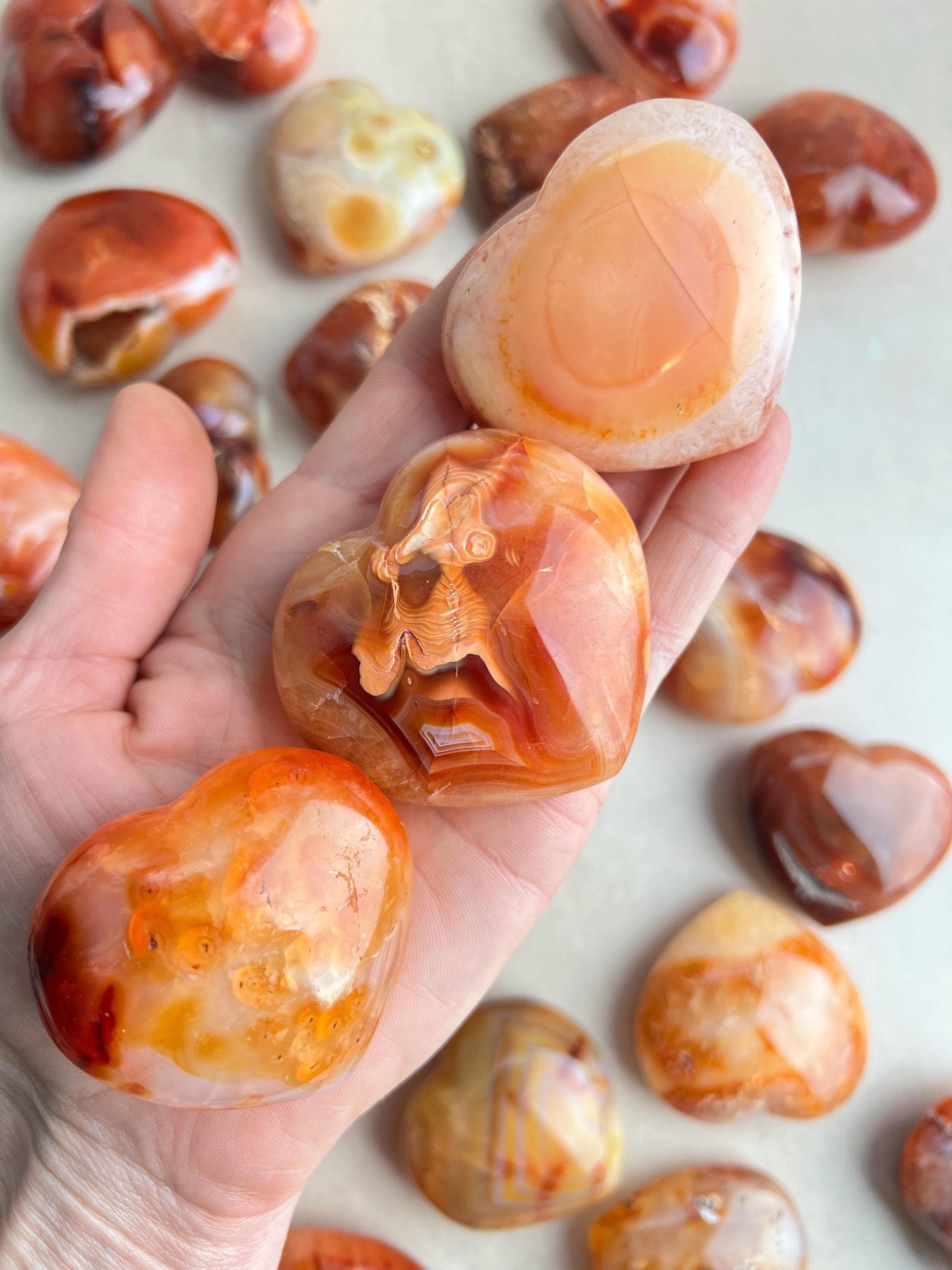 Carnelian Carved Crystal Heart: Madagascar Red Agate 2" Hearts