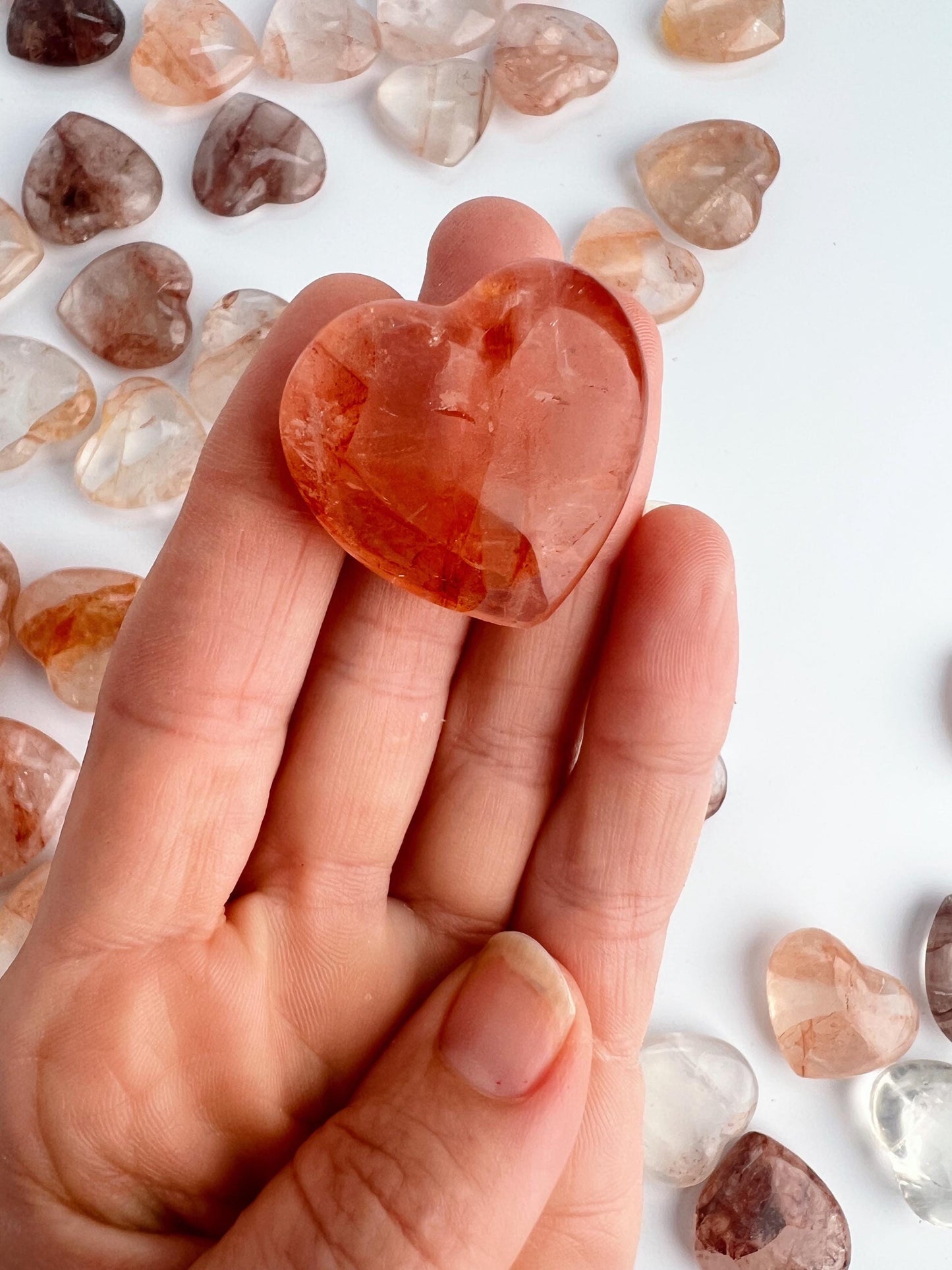 Crimson Healer Fire Quartz Mini Hearts : All Natural Hematoid Hearts