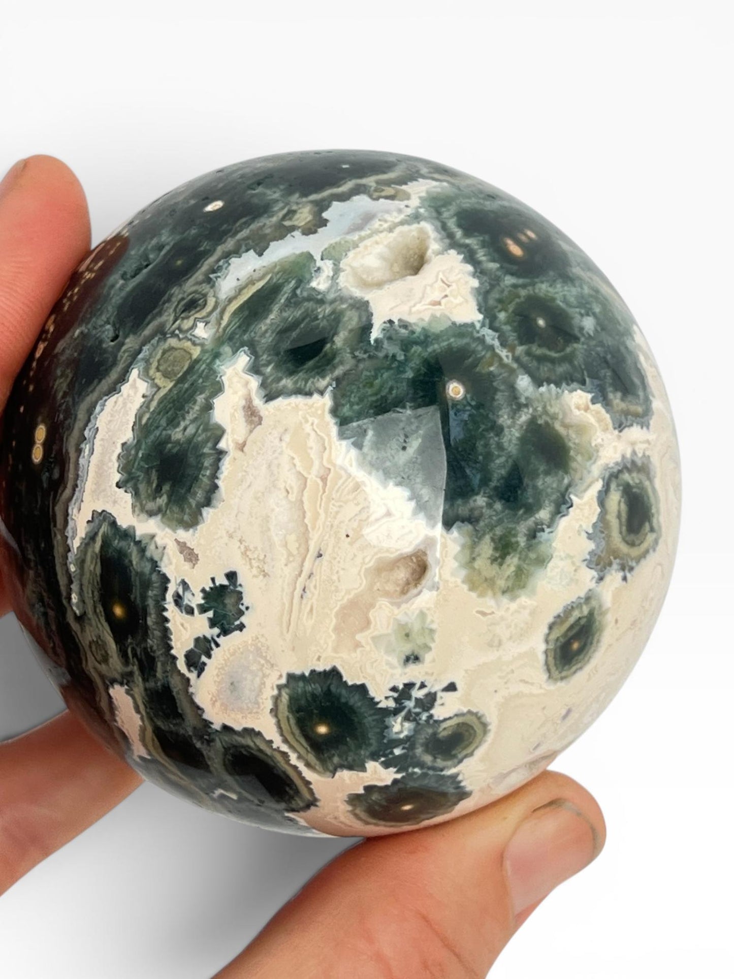 Ocean Jasper Vein 1 Sphere with Flower Orbs