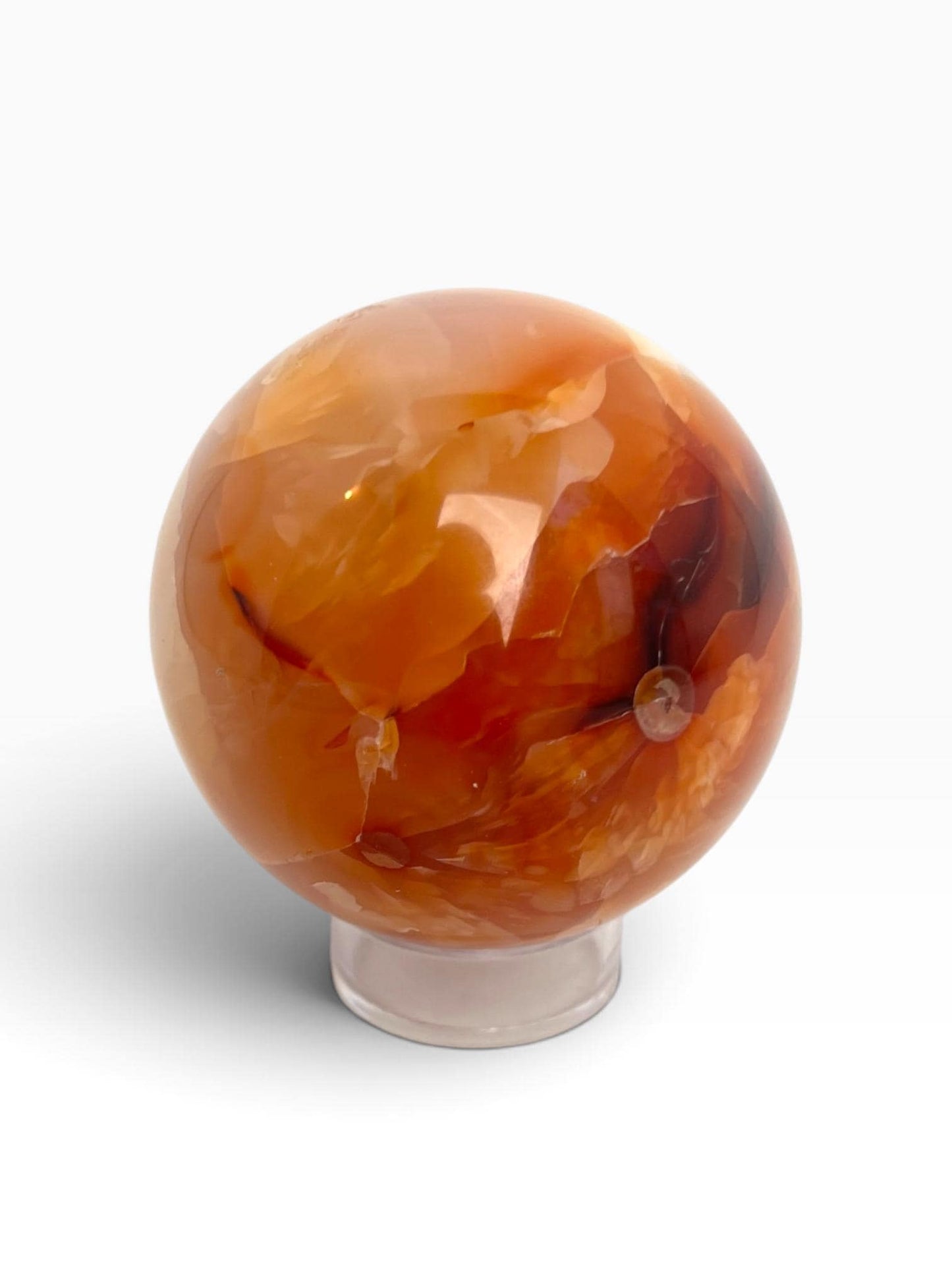 Carnelian Crystal Sphere: Large Madagascar Agate with Quartz Druzy