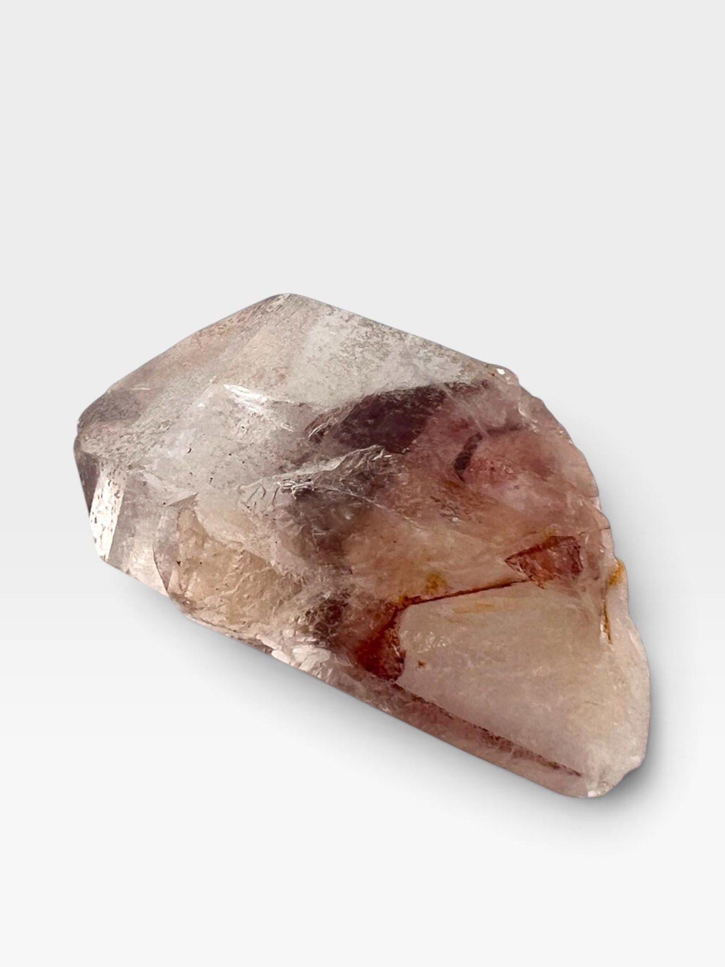 Sunset Phantom Crystal: Natural Raw Hematite included Quartz from India