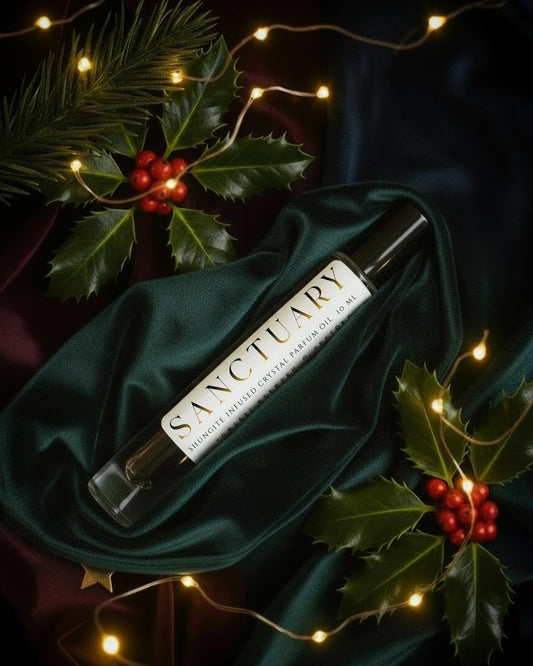 SANCTUARY Shungite Crystal Infused Perfume Roller: Protection & Detox Aromatherapy | Sandalwood, Vetiver, Bergamot