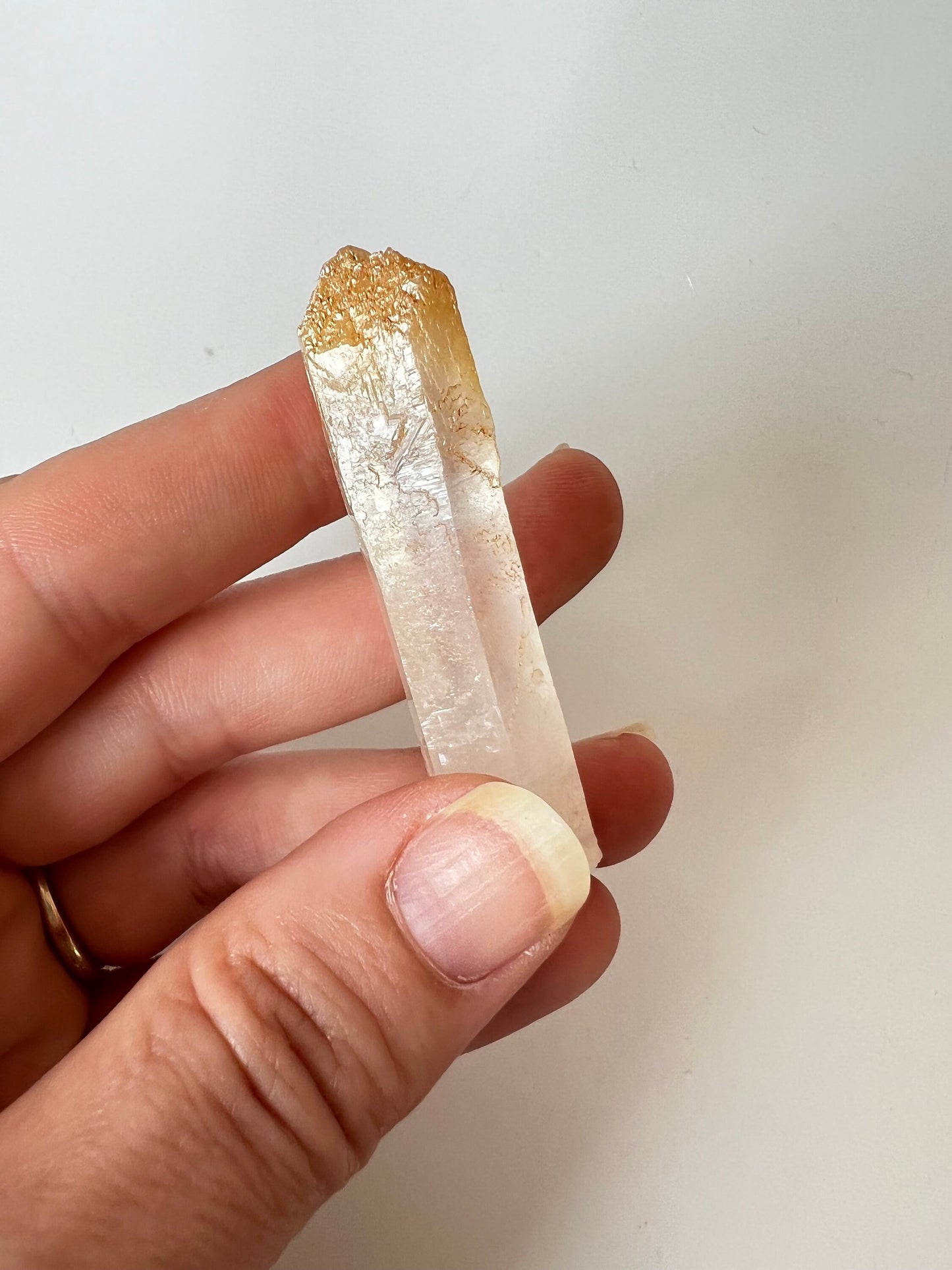 Raw Colombian Quartz Point with Halloysite Inclusion