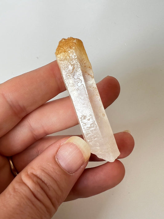 Raw Colombian Quartz Point with Halloysite Inclusion