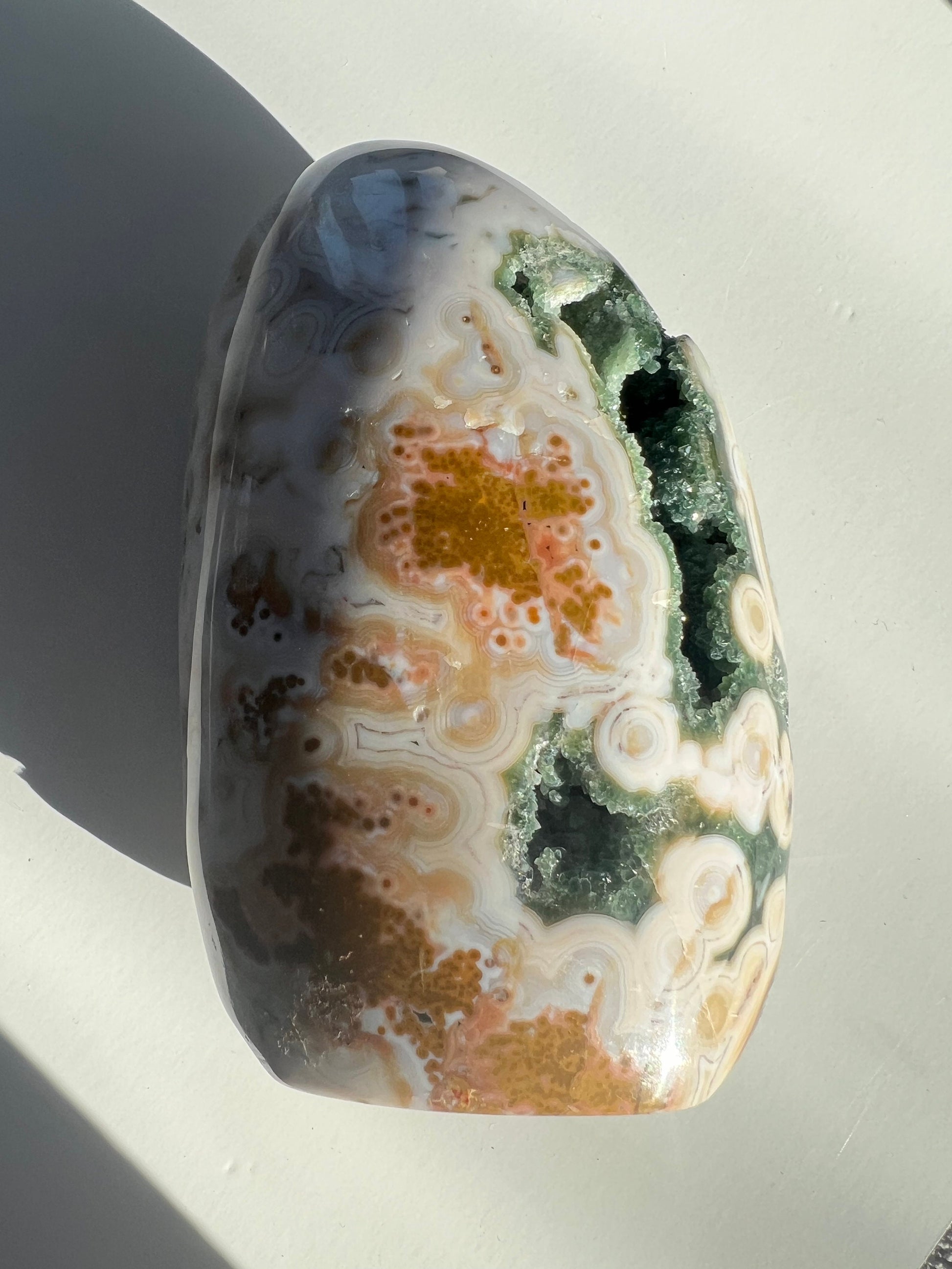 Vein 8 Ocean Jasper: Free Form Druzy Display Piece