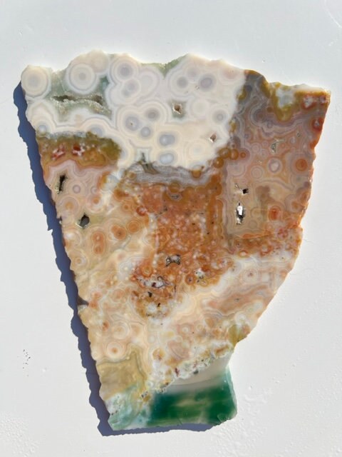 Vein 1 - 2 Ocean Jasper Slab / Flower burst orbs / OJU21