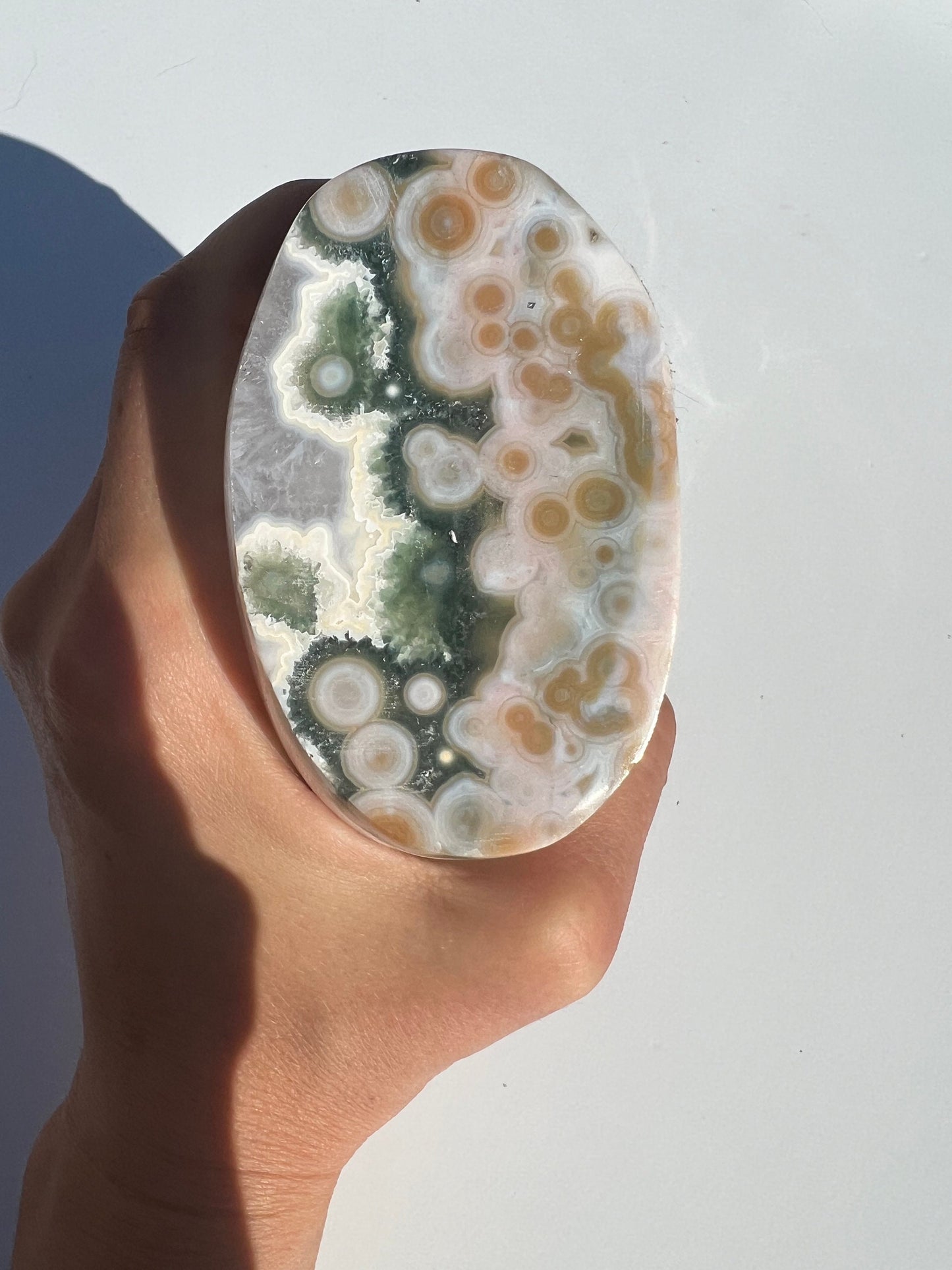 Vein 8 Ocean Jasper Free Form / Pink and Green / Bullseye Orbs / OJU24