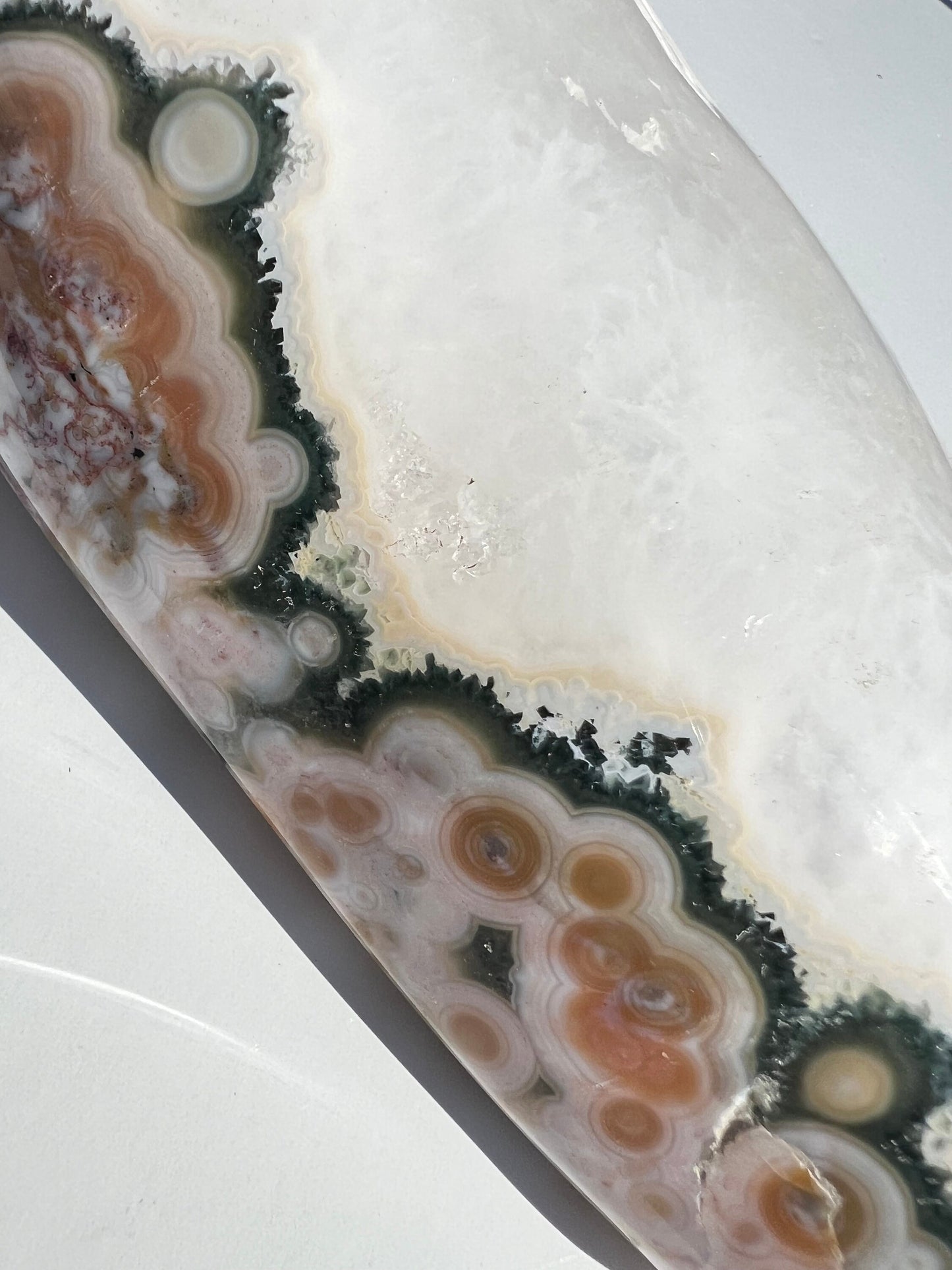 Vein 8 Ocean Jasper Free Form / Pink and Green / Bullseye Orbs / OJU24