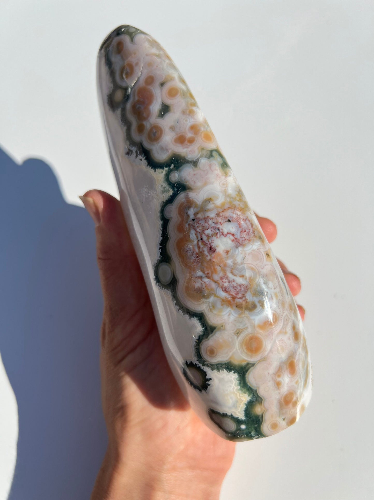 Vein 8 Ocean Jasper Free Form / Pink and Green / Bullseye Orbs / OJU24