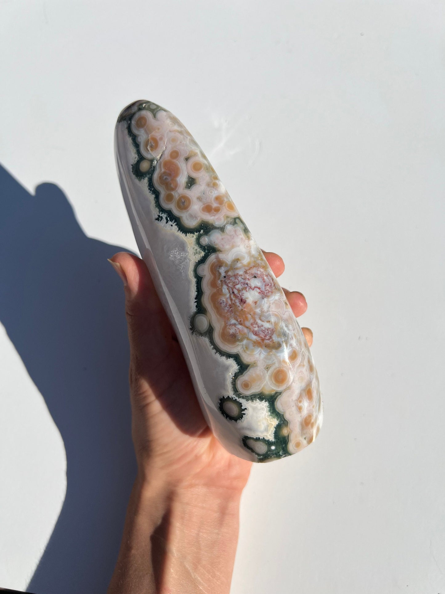 Vein 8 Ocean Jasper Free Form / Pink and Green / Bullseye Orbs / OJU24