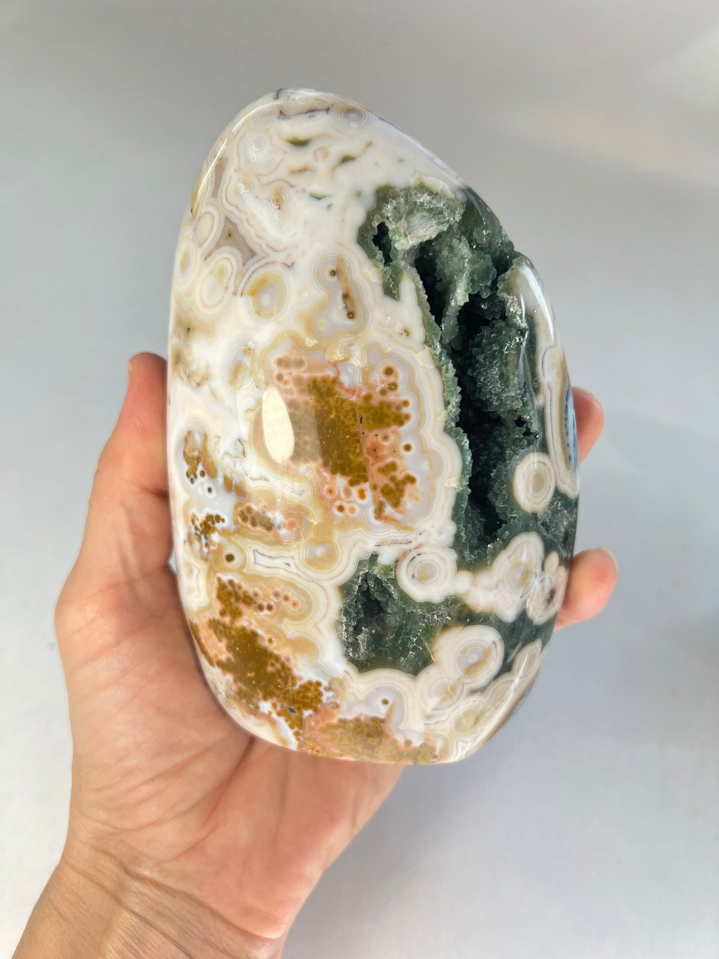 Vein 8 Ocean Jasper: Free Form Druzy Display Piece
