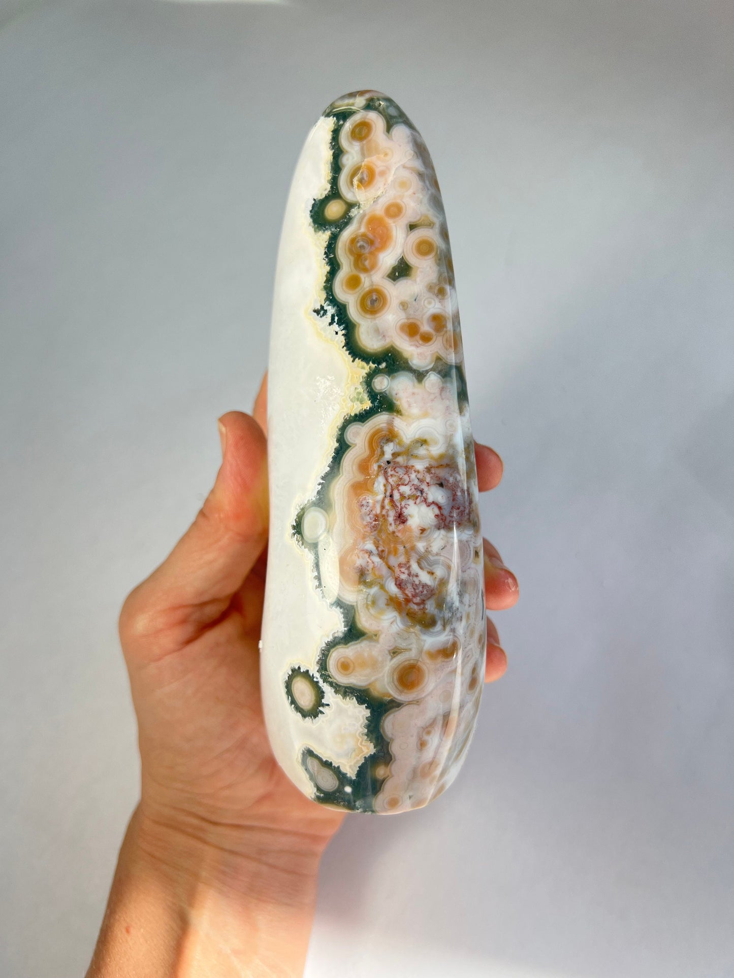 Vein 8 Ocean Jasper Free Form / Pink and Green / Bullseye Orbs / OJU24