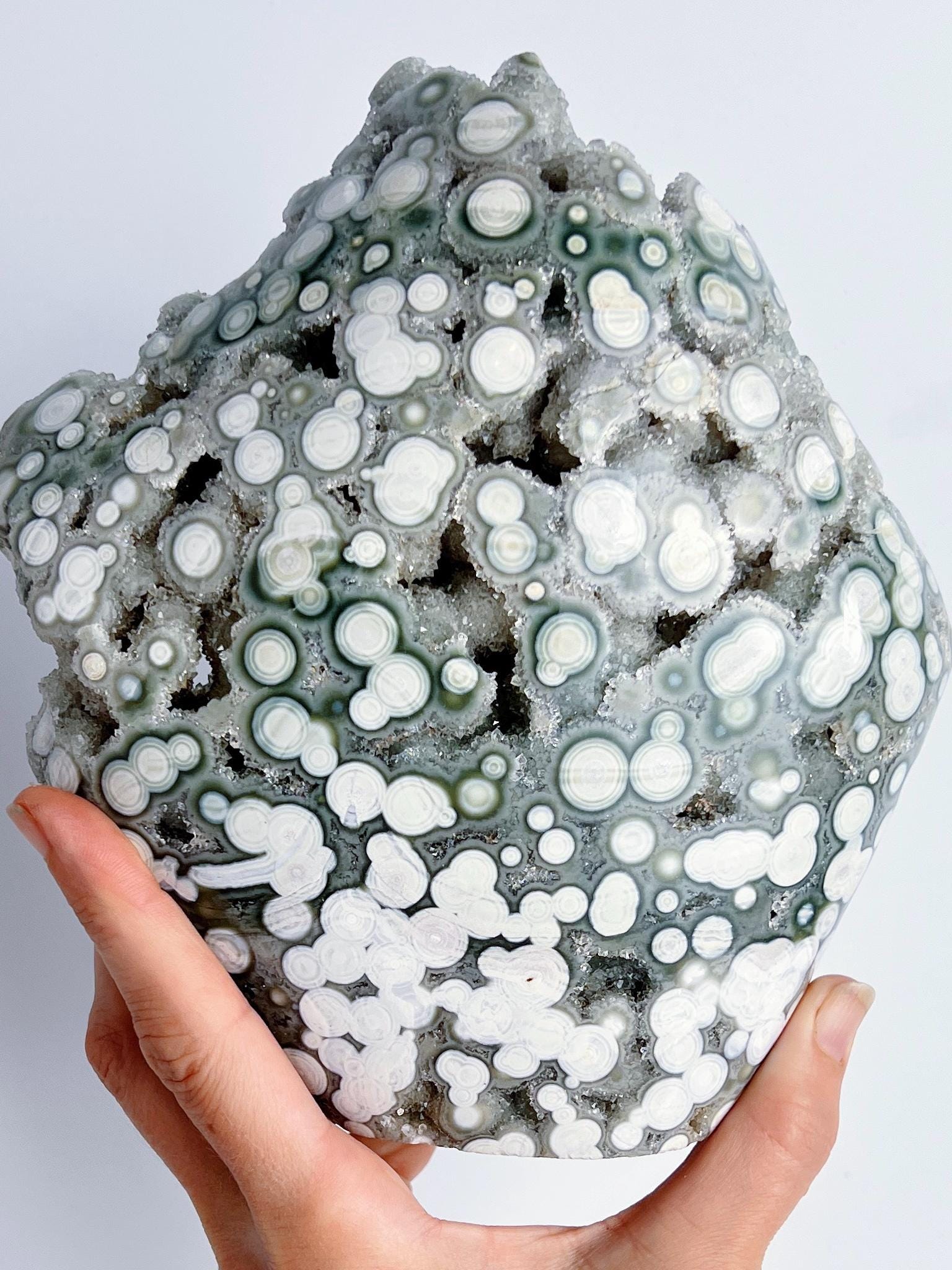 XL Ocean Jasper with Botryoidal Orbs & Crystal Druzy