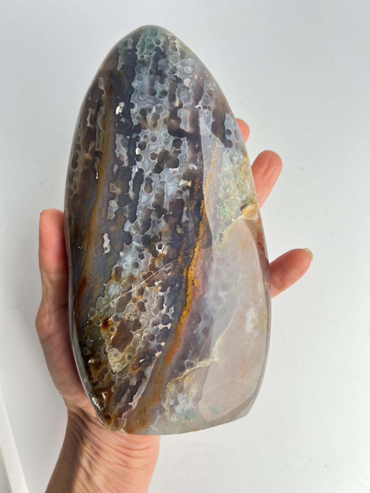 Ocean Jasper Free Form: Vein 3-4 Jelly Chalcedony with Fish Eye Pattern