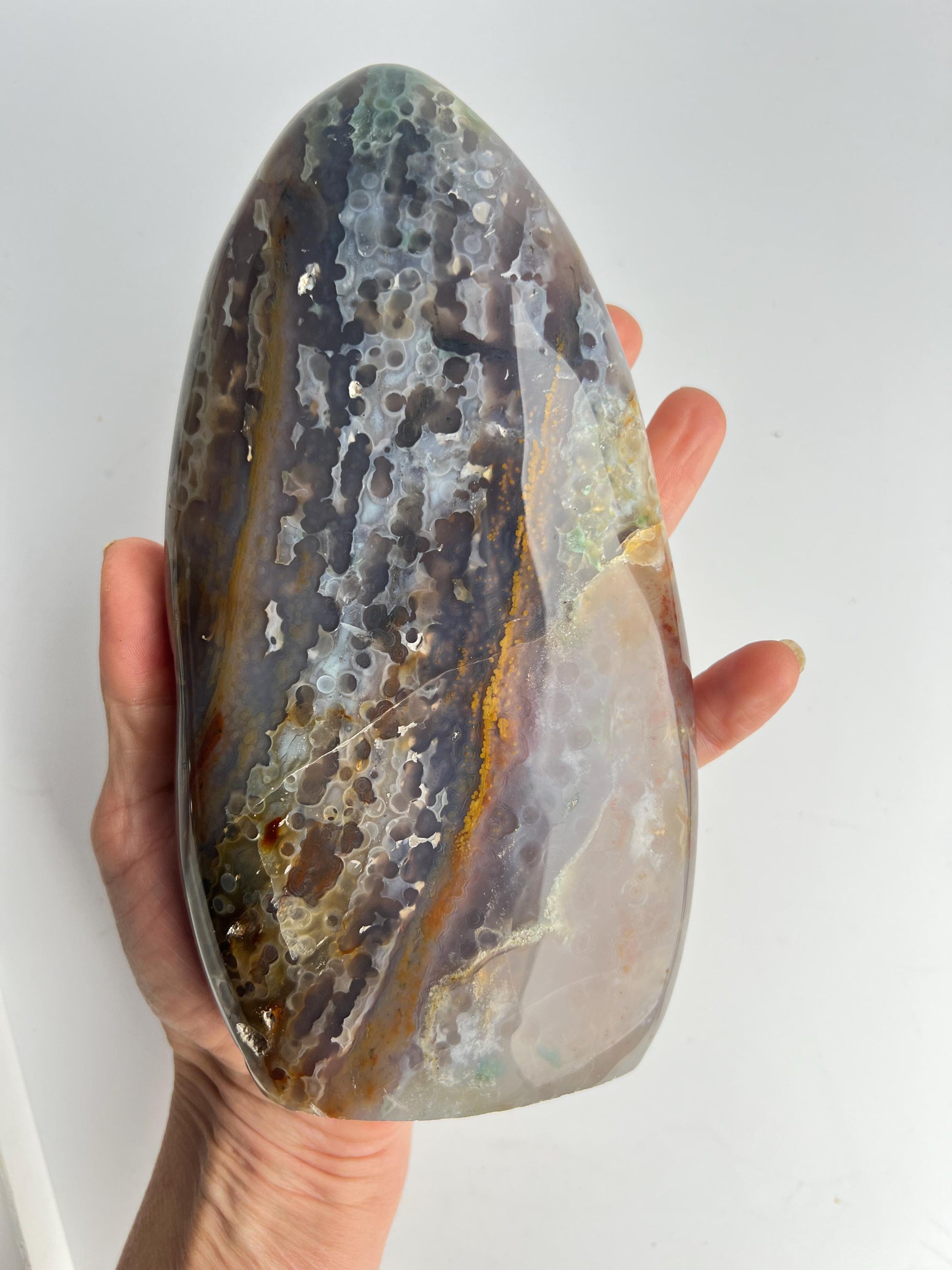 Ocean Jasper Free Form: Vein 3-4 Jelly Chalcedony with Fish Eye Pattern