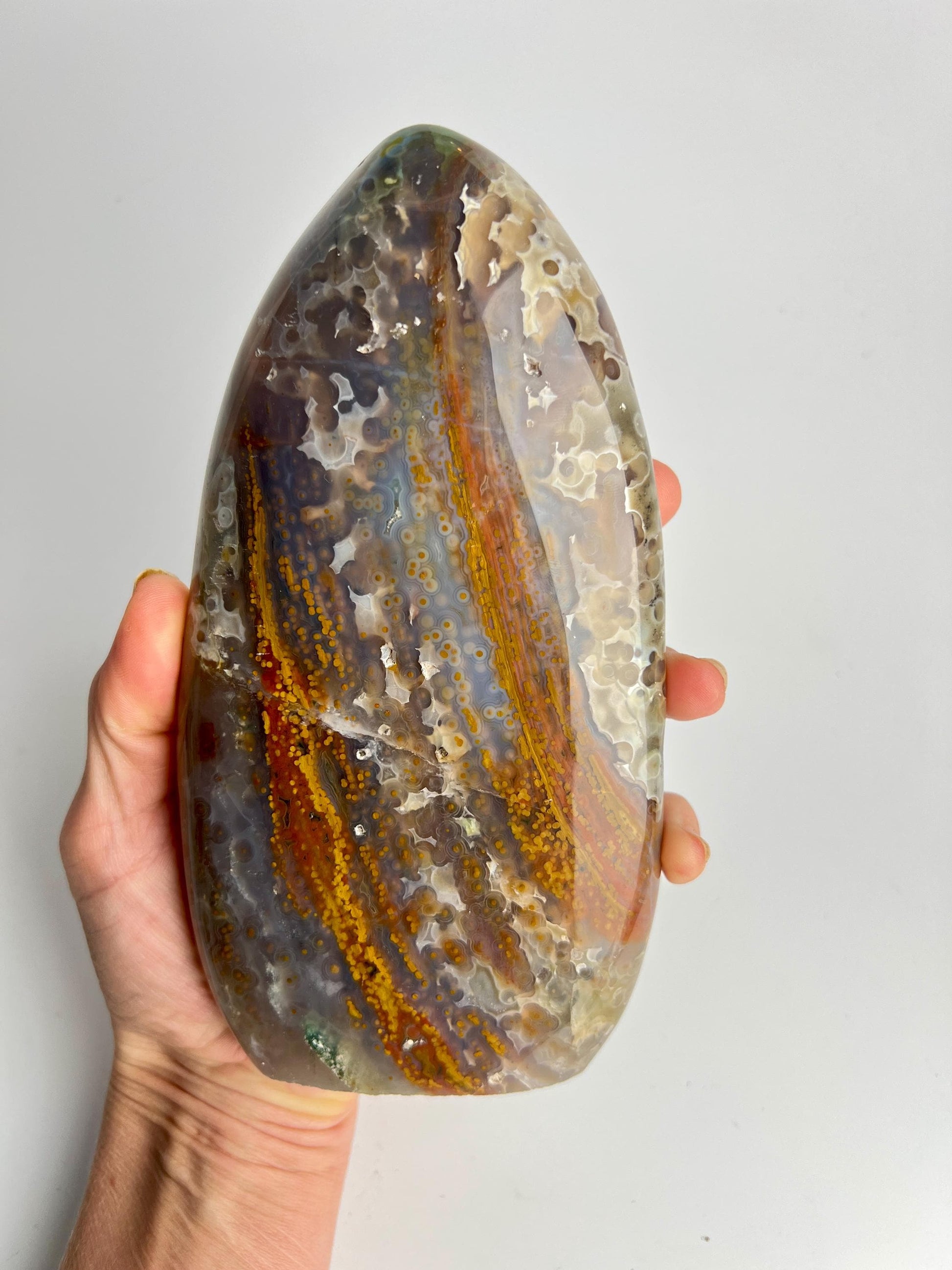 Ocean Jasper Free Form: Vein 3-4 Jelly Chalcedony with Fish Eye Pattern