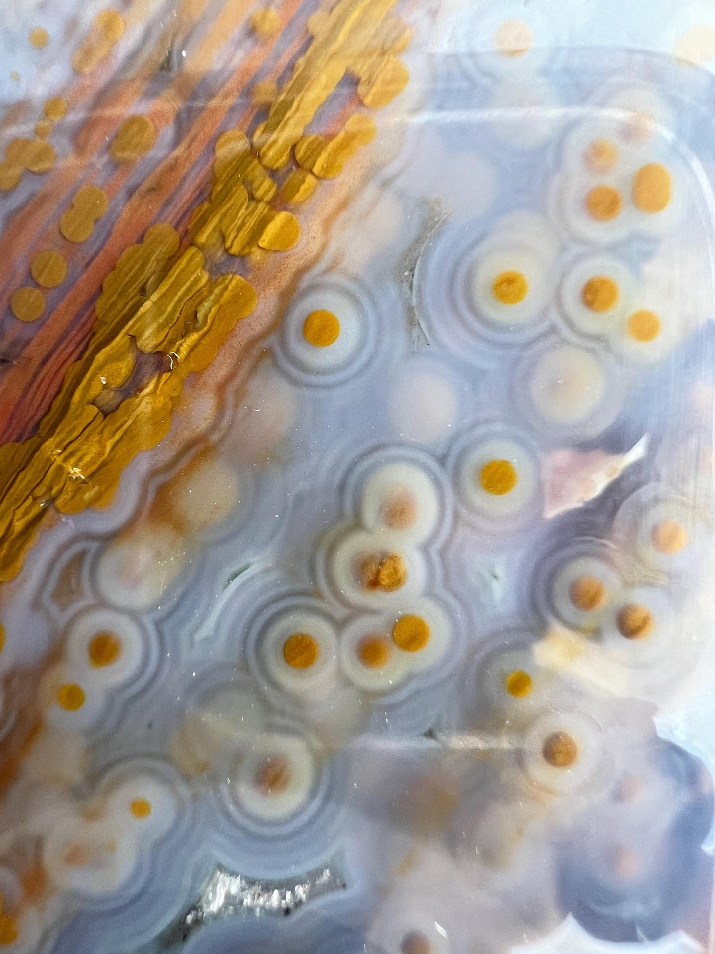 Ocean Jasper Free Form: Vein 3-4 Jelly Chalcedony with Fish Eye Pattern