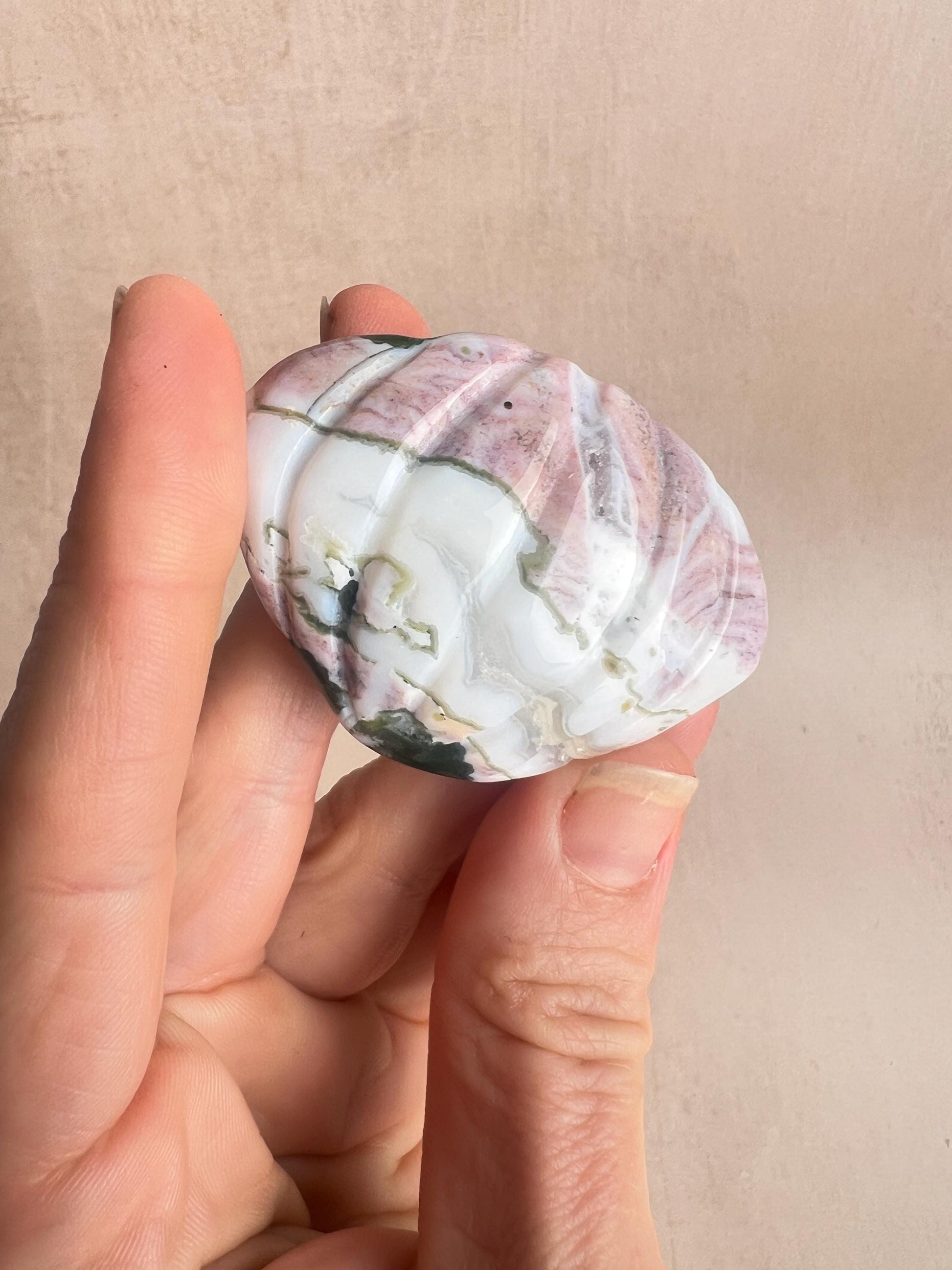 Vein 1 Ocean Jasper Carved Shell