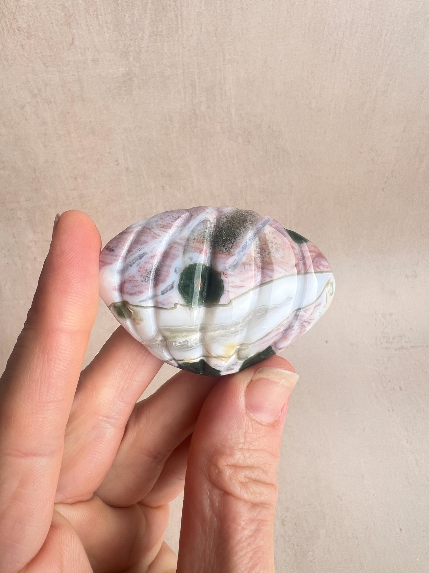 Vein 1 Ocean Jasper Carved Shell
