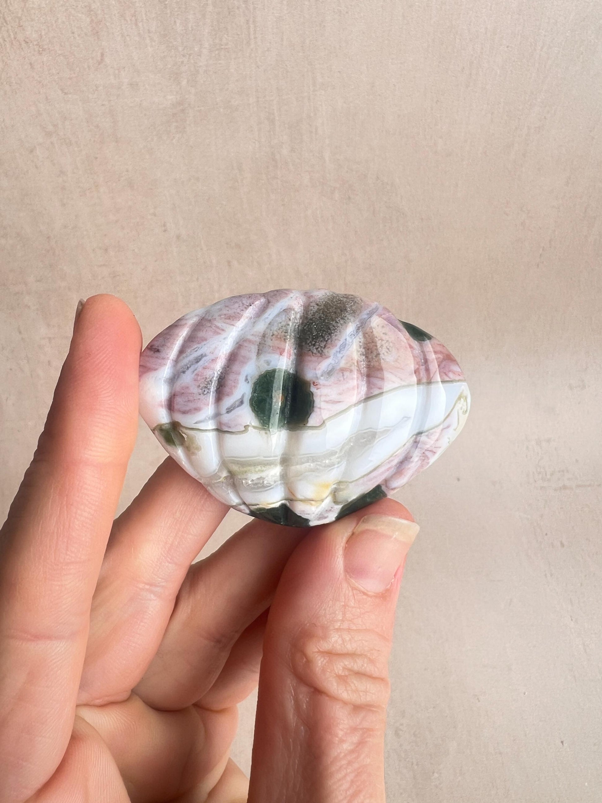 Vein 1 Ocean Jasper Carved Shell