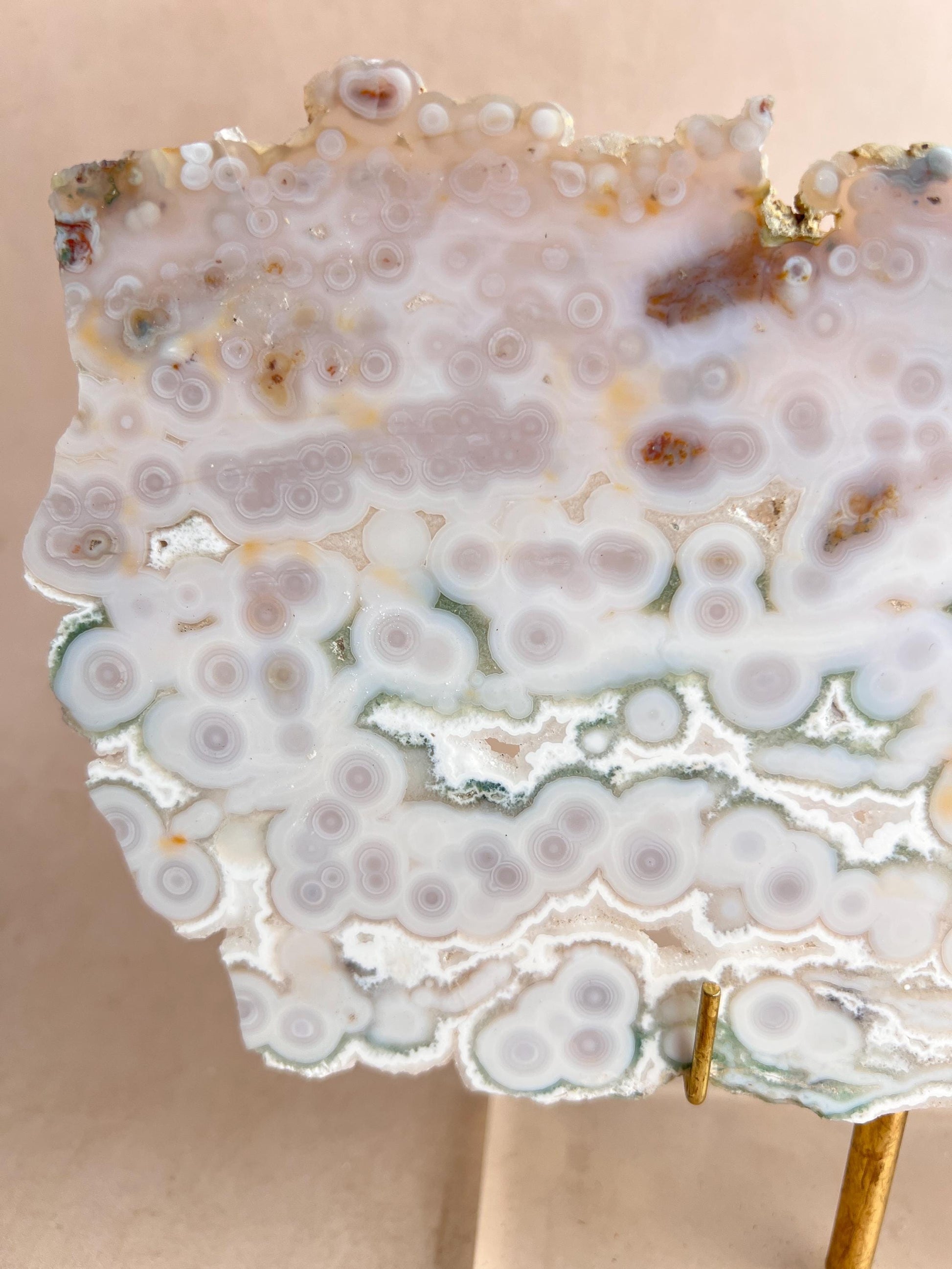 Vein 1 - 2 Ocean Jasper Slab White and Green with Bullseye Orbs