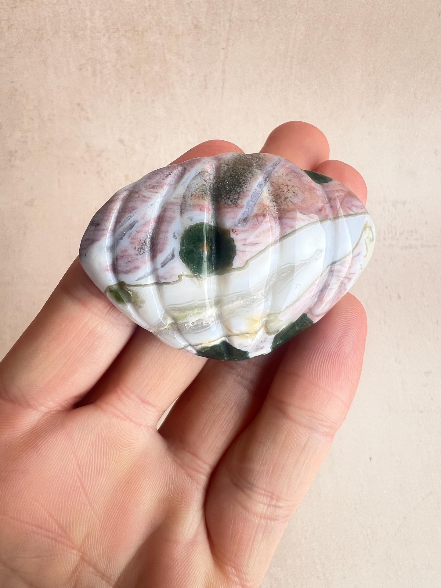Vein 1 Ocean Jasper Carved Shell