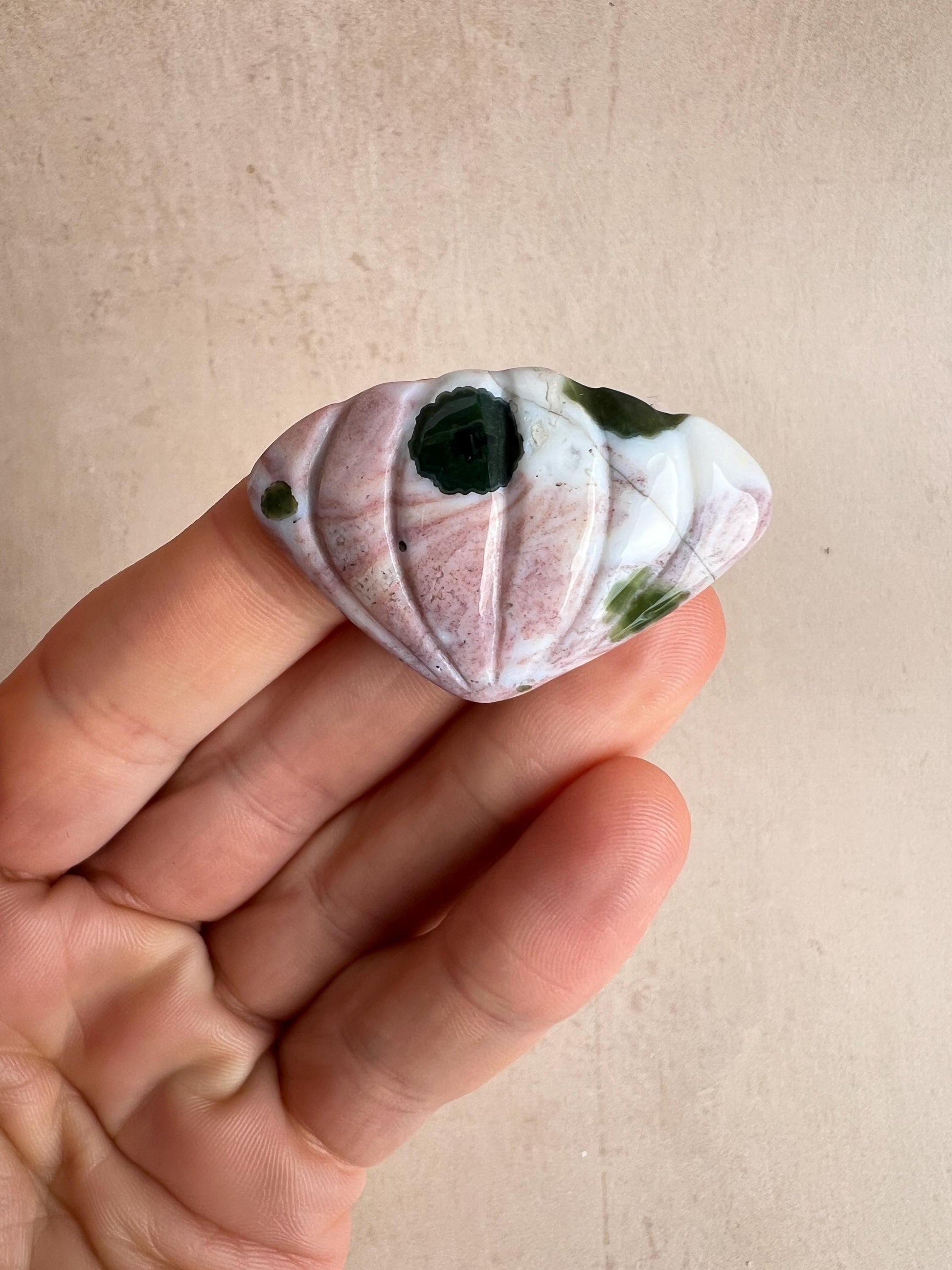 Vein 1 Ocean Jasper Carved Shell / S8