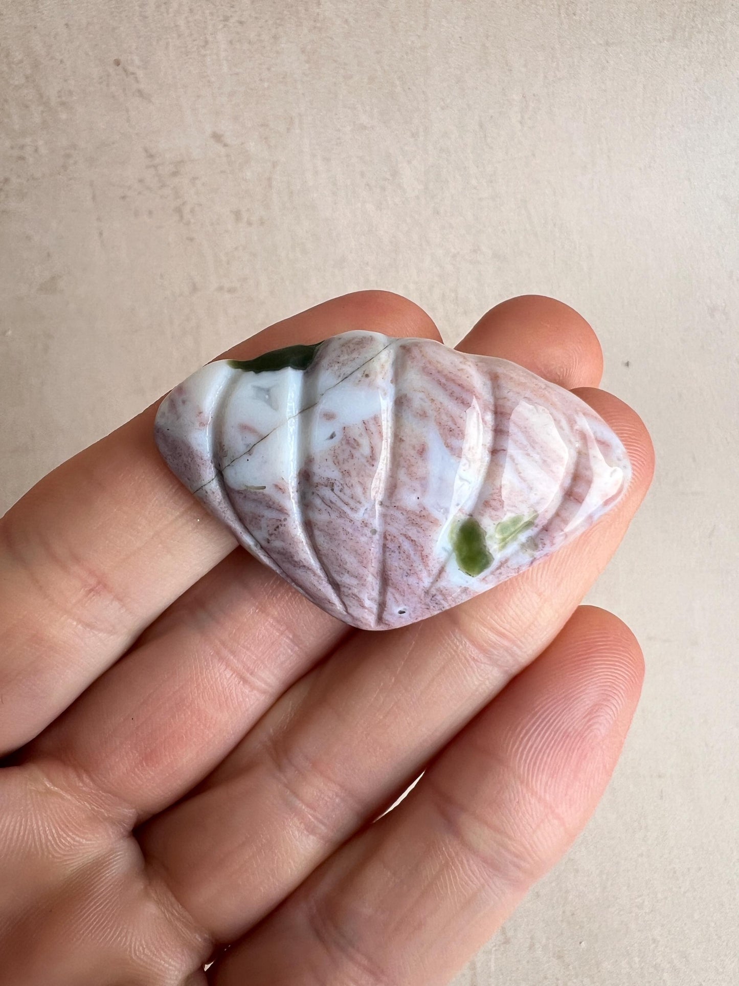 Vein 1 Ocean Jasper Carved Shell / S8