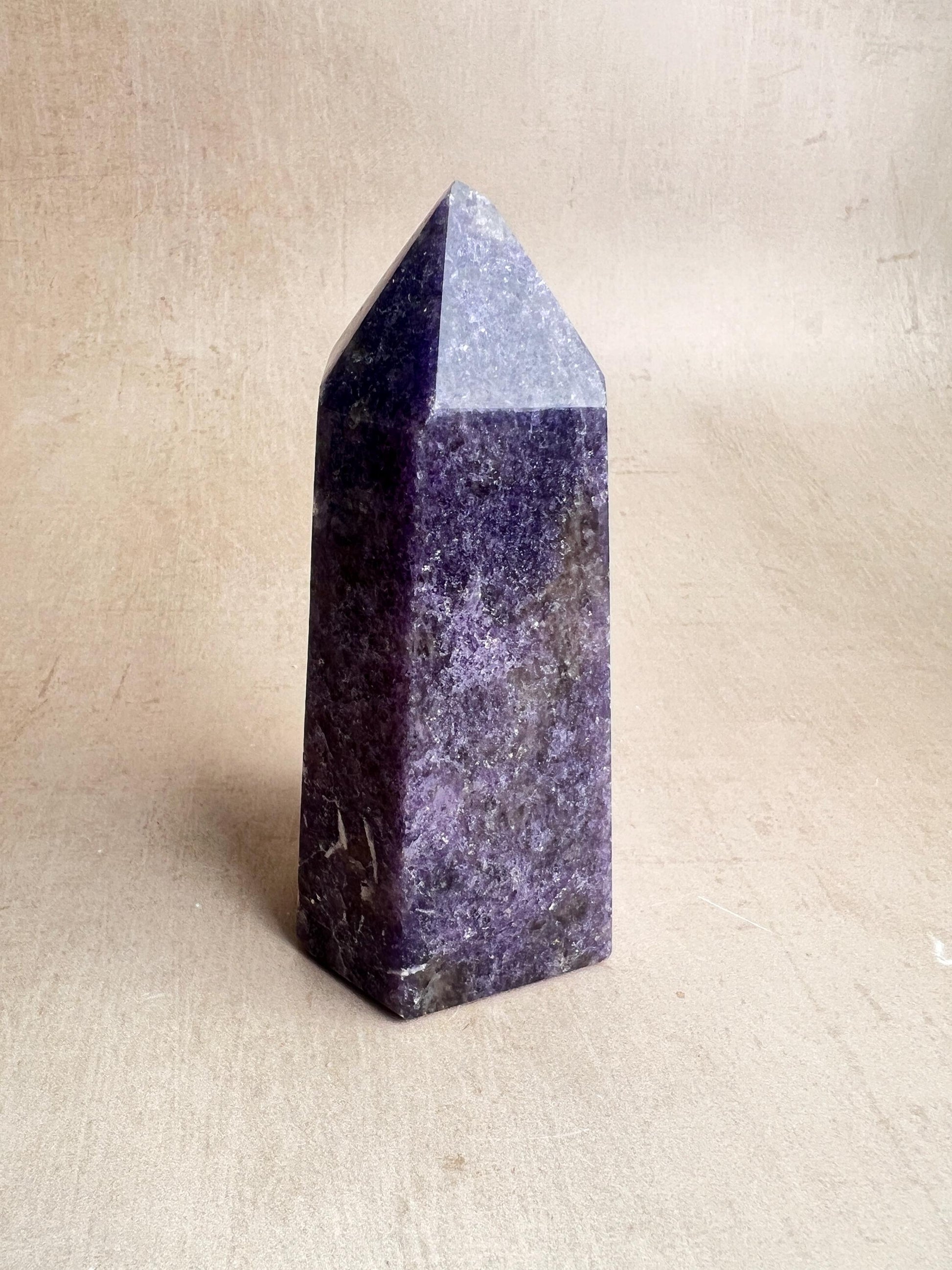Unicorn Stone Tower: Lepidolite, Smoky Quartz, Cleavelandite