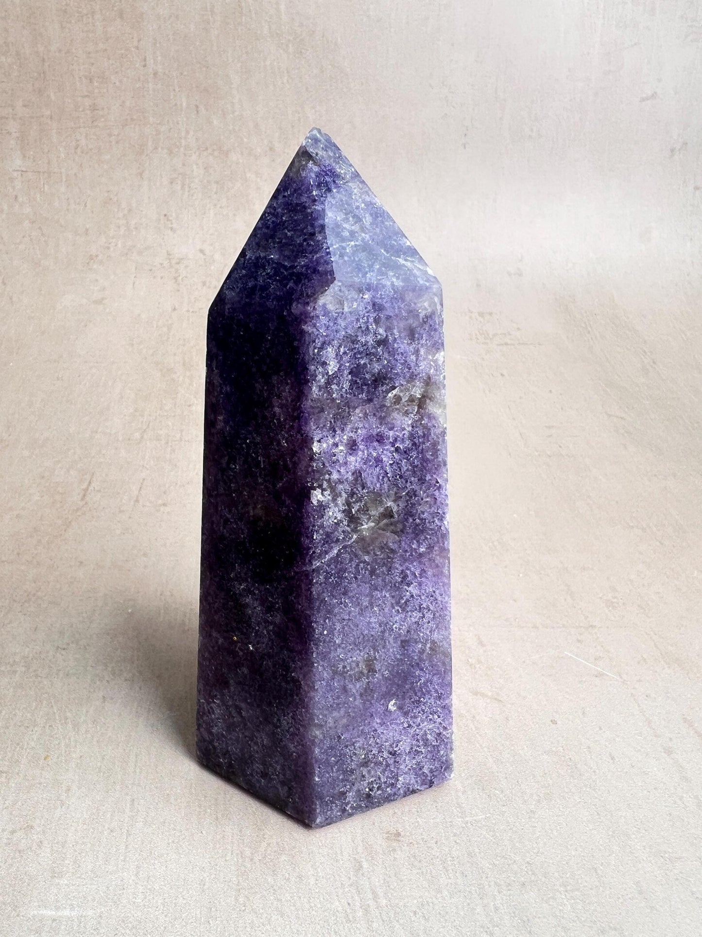 Unicorn Stone Tower: Lepidolite, Smoky Quartz, Cleavelandite