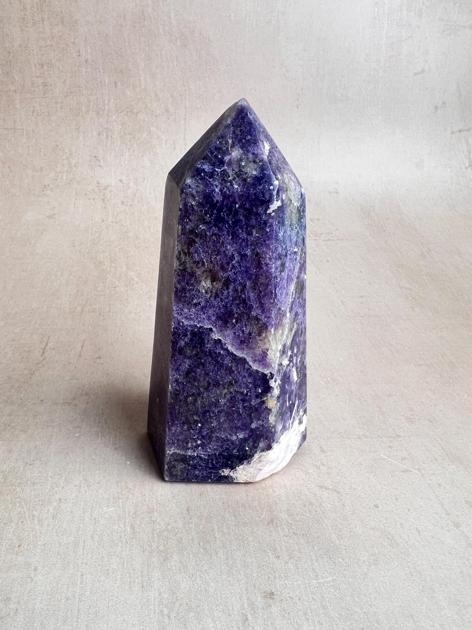 Unicorn Stone Tower: Lepidolite, Smoky Quartz, Cleavelandite