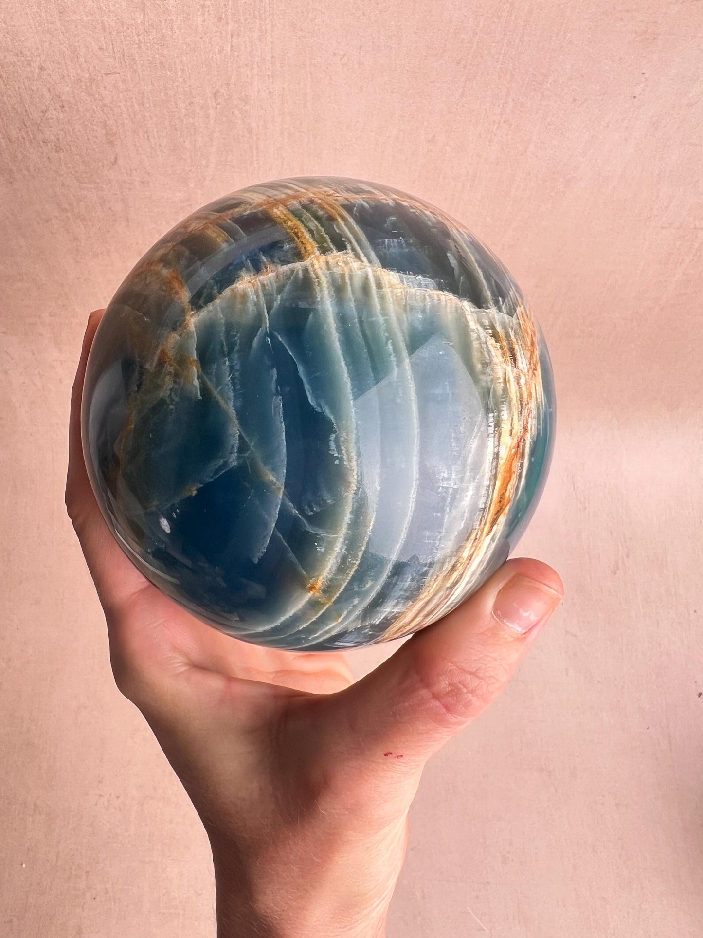 Argentinean Blue Onyx Sphere: Healing Crystal Decor, Collector Mineral