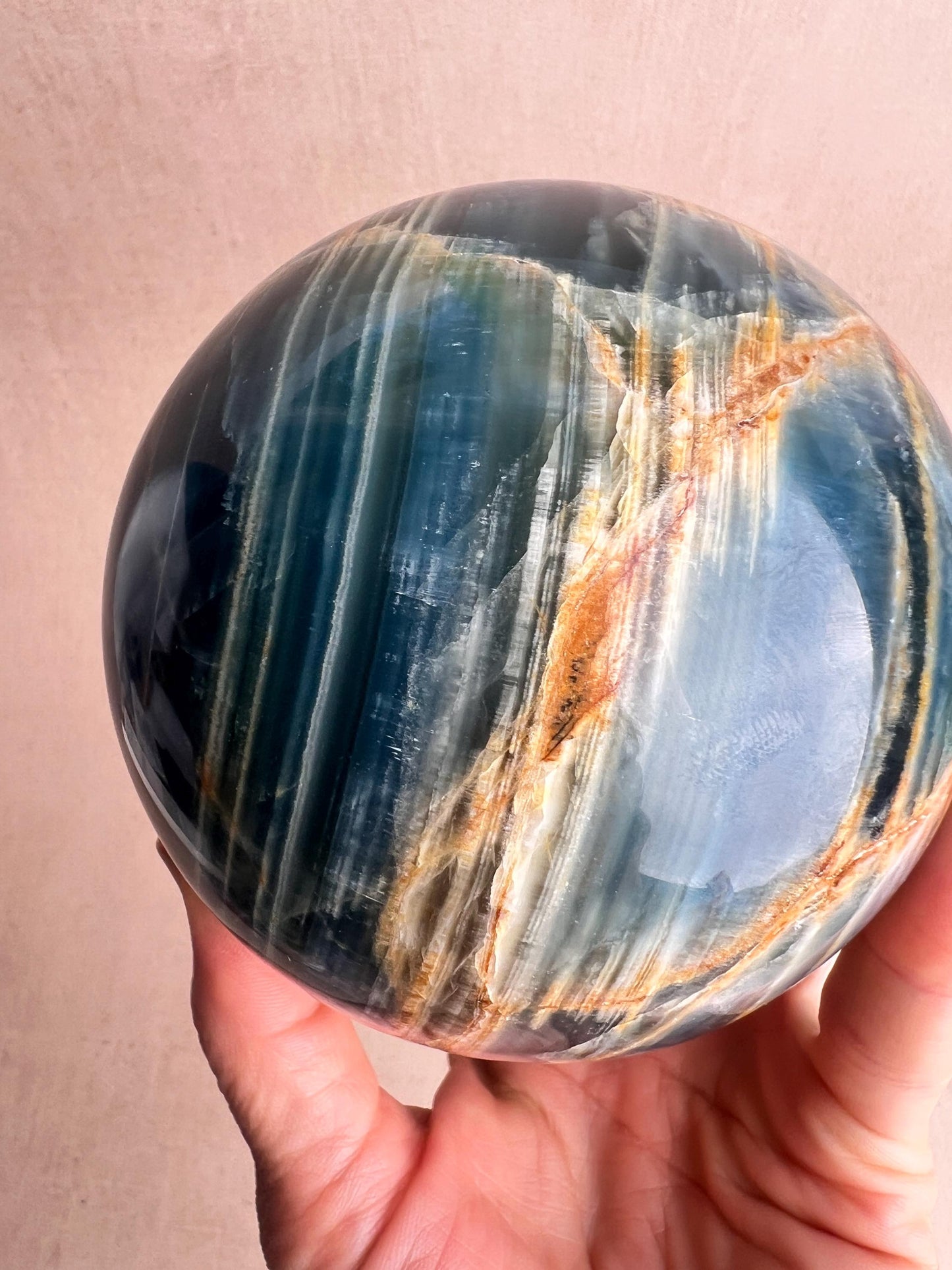 Argentinean Blue Onyx Sphere: Healing Crystal Decor, Collector Mineral