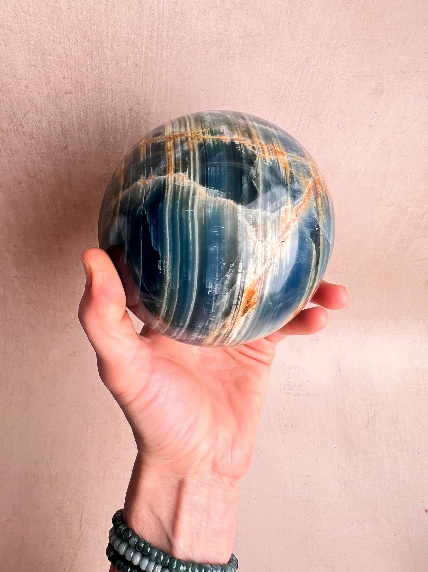 Argentinean Blue Onyx Sphere: Healing Crystal Decor, Collector Mineral