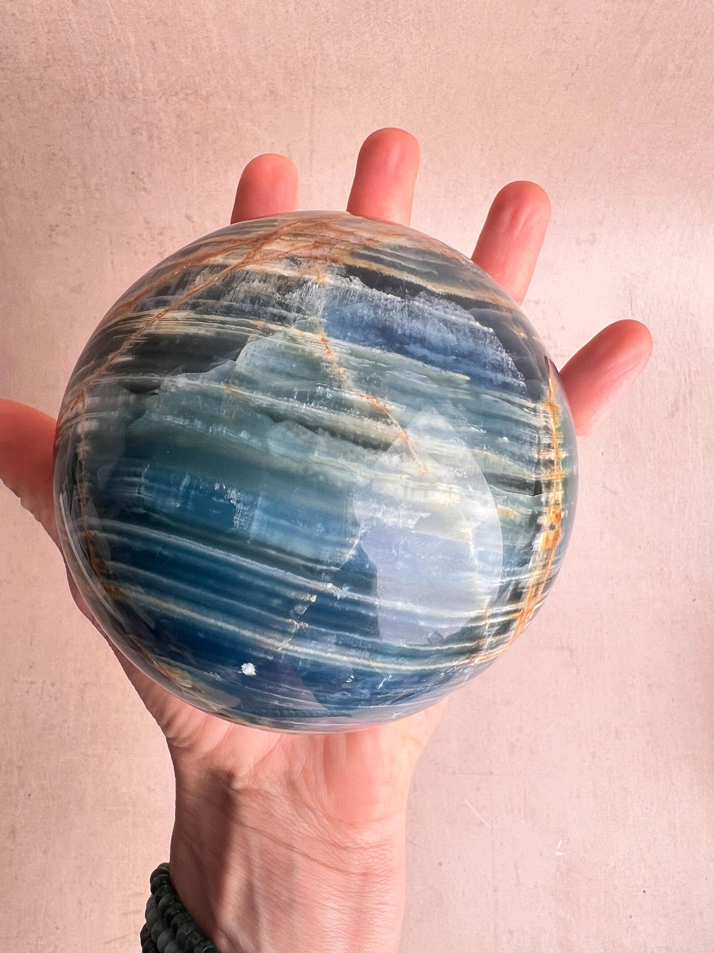 Argentinean Blue Onyx Sphere: Healing Crystal Decor, Collector Mineral