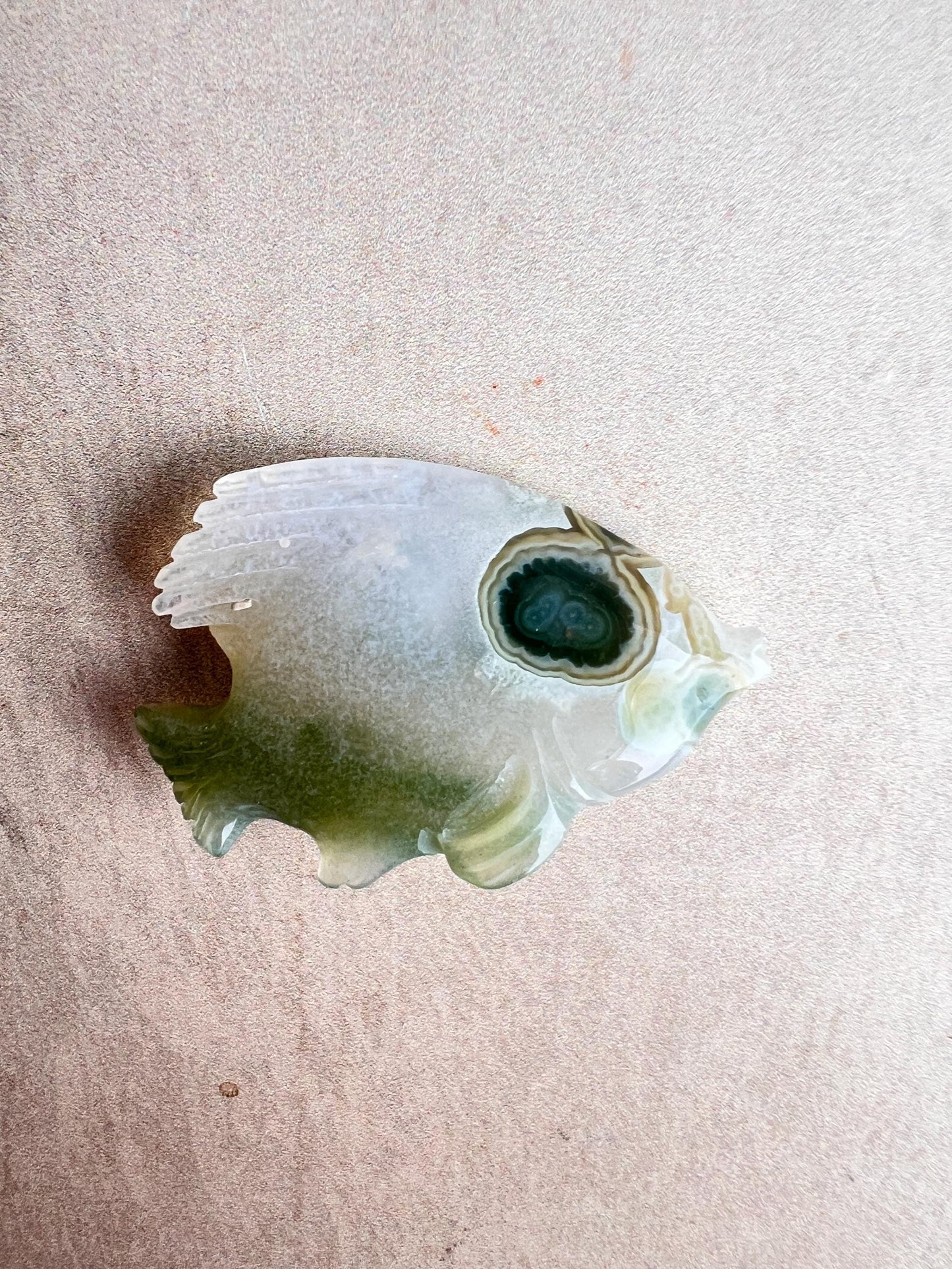 Hand Carved Ocean Jasper Fish Figurine: Marovato Chalcedony
