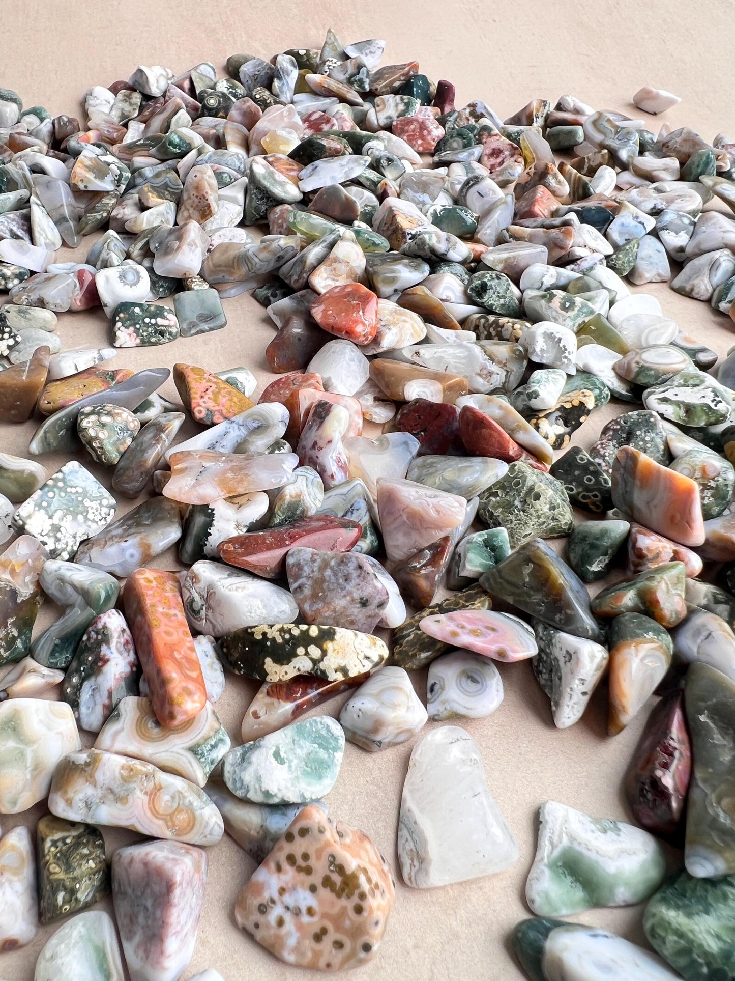 Ocean Jasper Crystal Grid Set: 6 Tumbled Stones for Healing