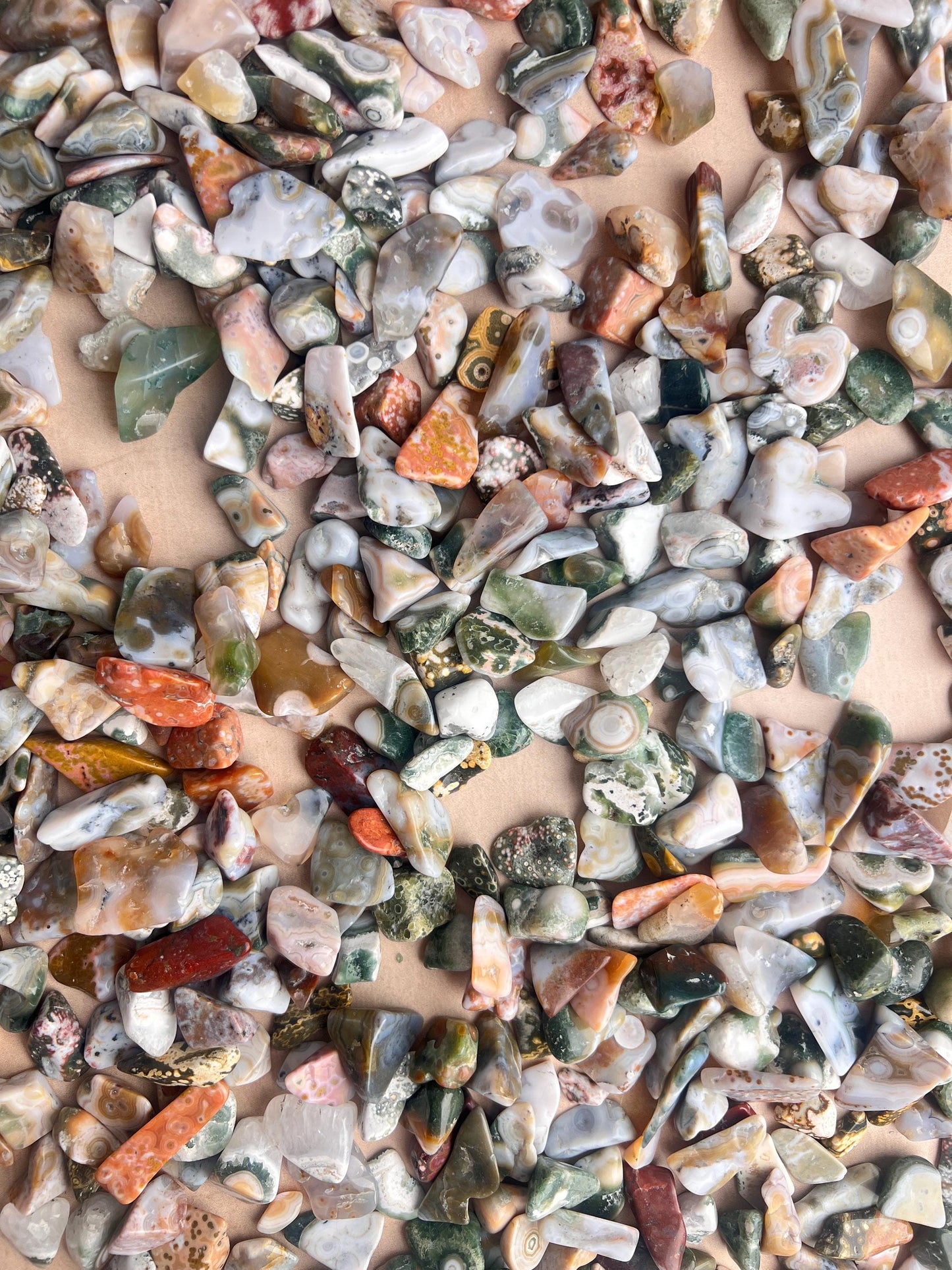 Ocean Jasper Crystal Grid Set: 6 Tumbled Stones for Healing