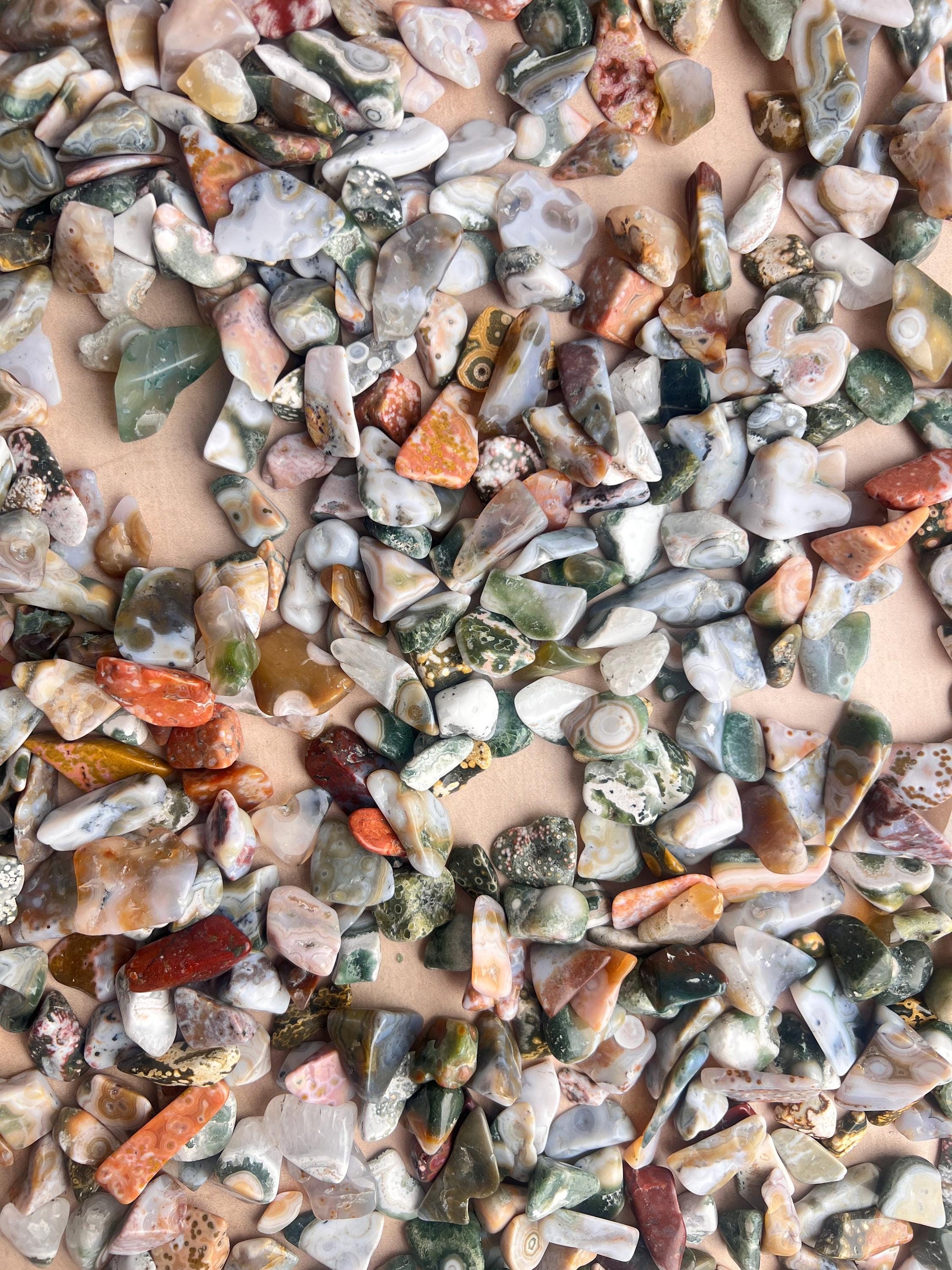 Ocean Jasper Crystal Grid Set: 6 Tumbled Stones for Healing