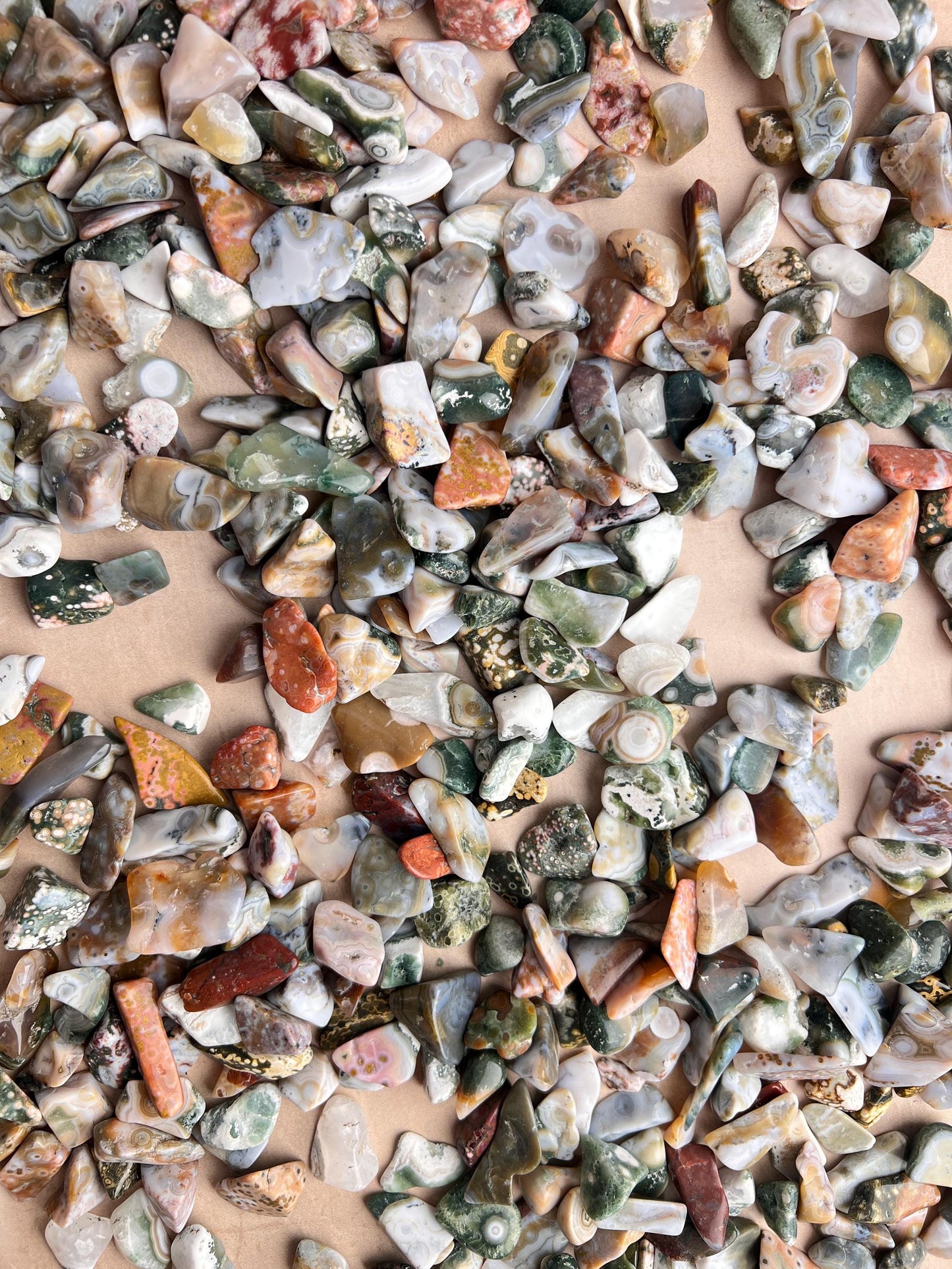 Ocean Jasper Crystal Grid Set: 6 Tumbled Stones for Healing