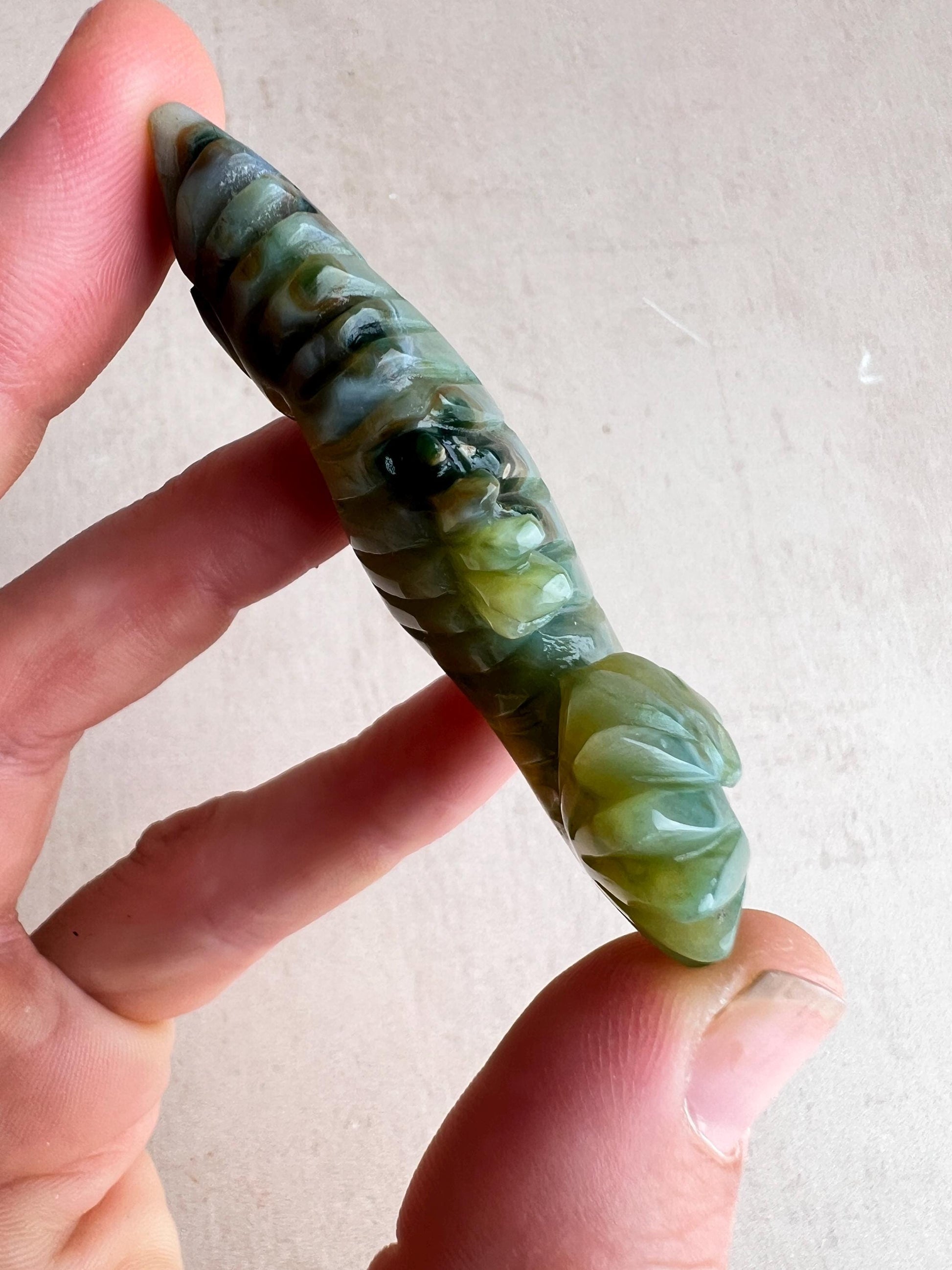 Ocean Jasper Carved Seahorse: Coastal Crystal Figurine