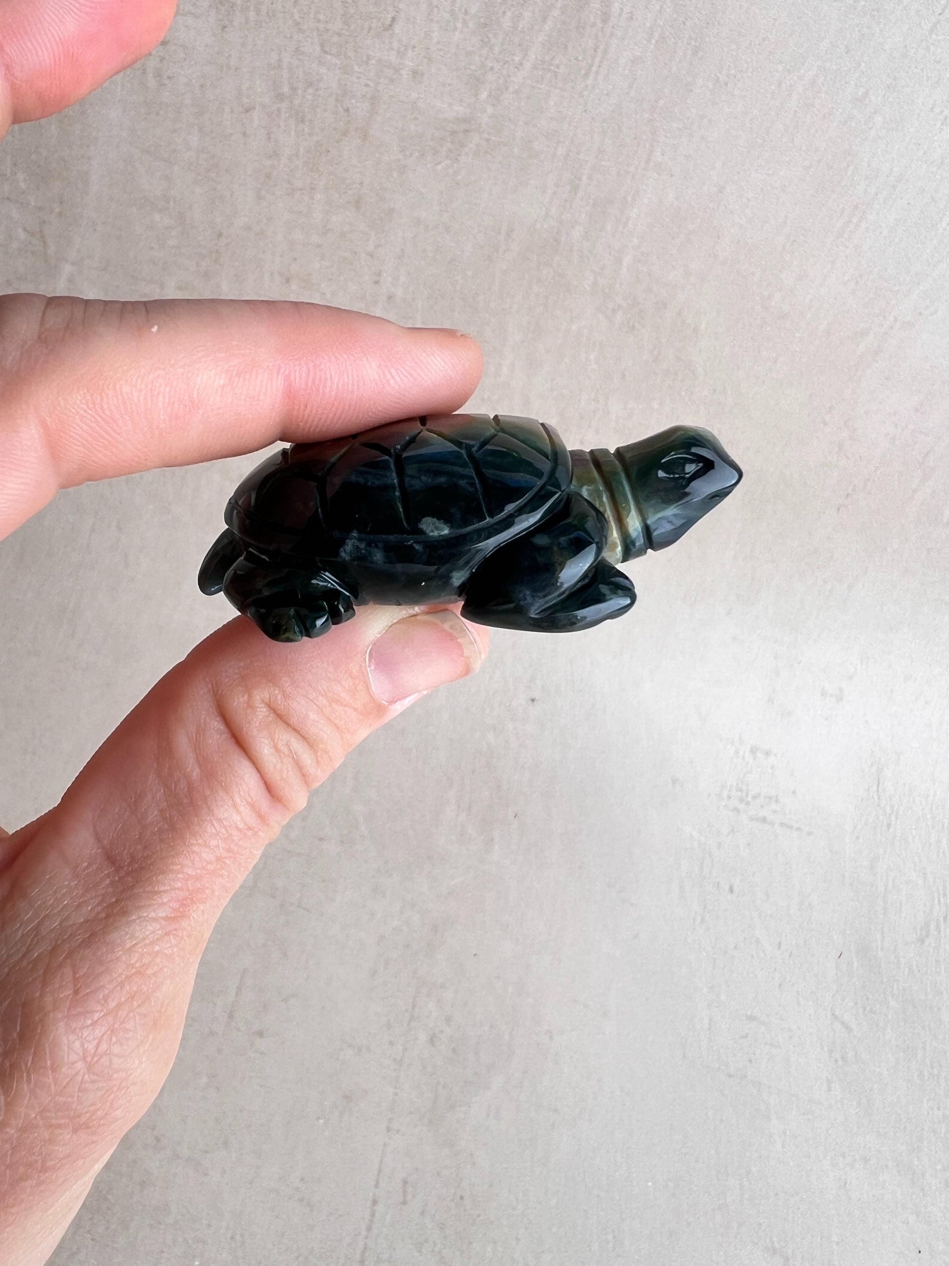 Ocean Jasper Carved Turtle: Marovato Crystal Figurine