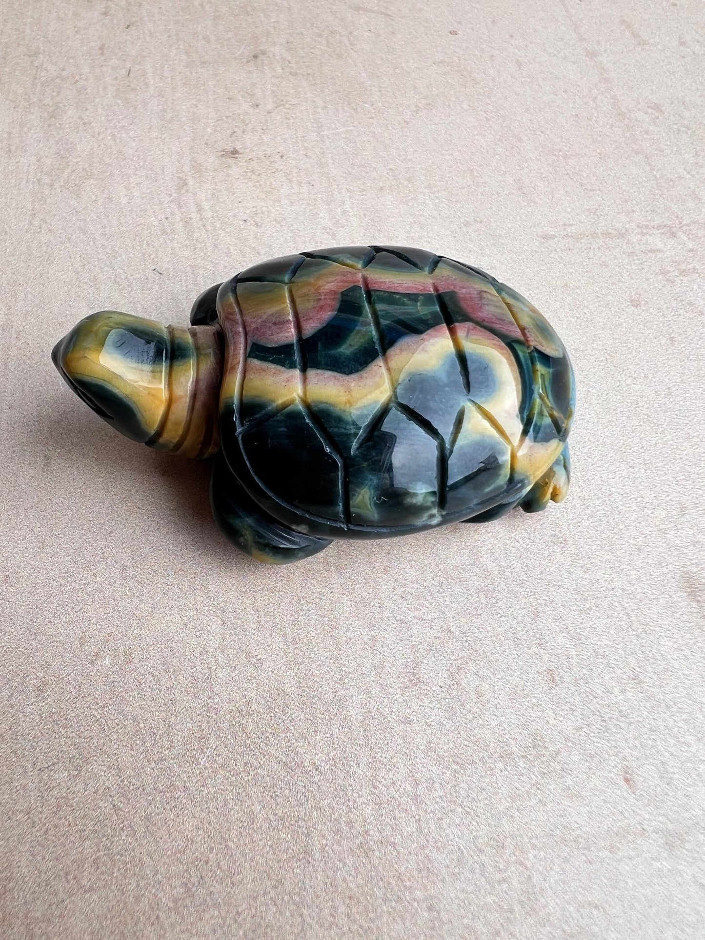 Ocean Jasper Carved Turtle: Marovato Crystal Figurine