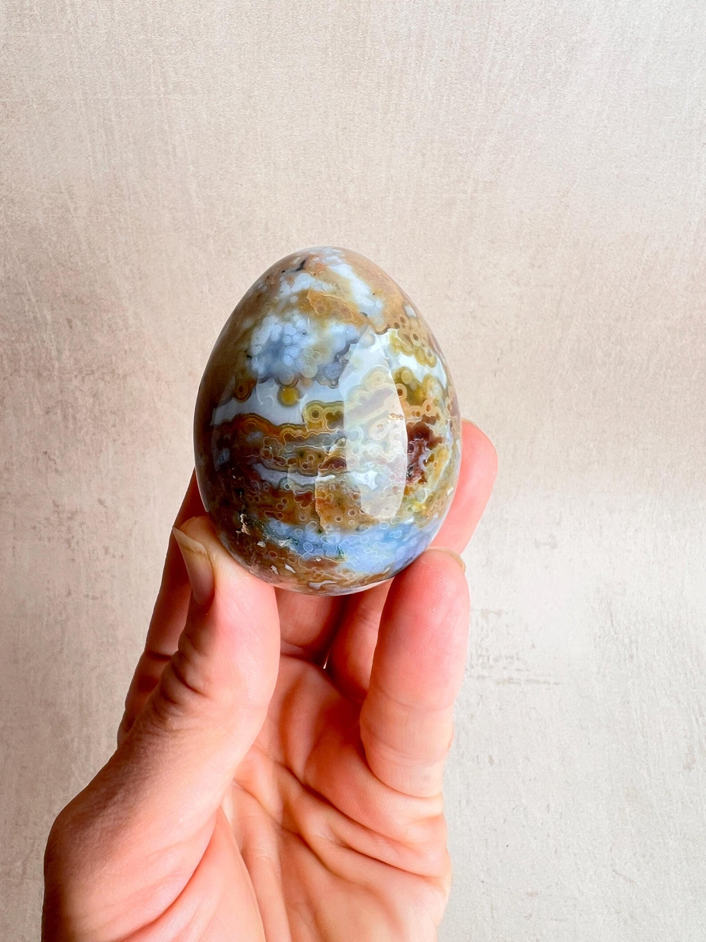 Ocean Jasper Egg: Natural Healing Crystal for Meditation & Chakra Work
