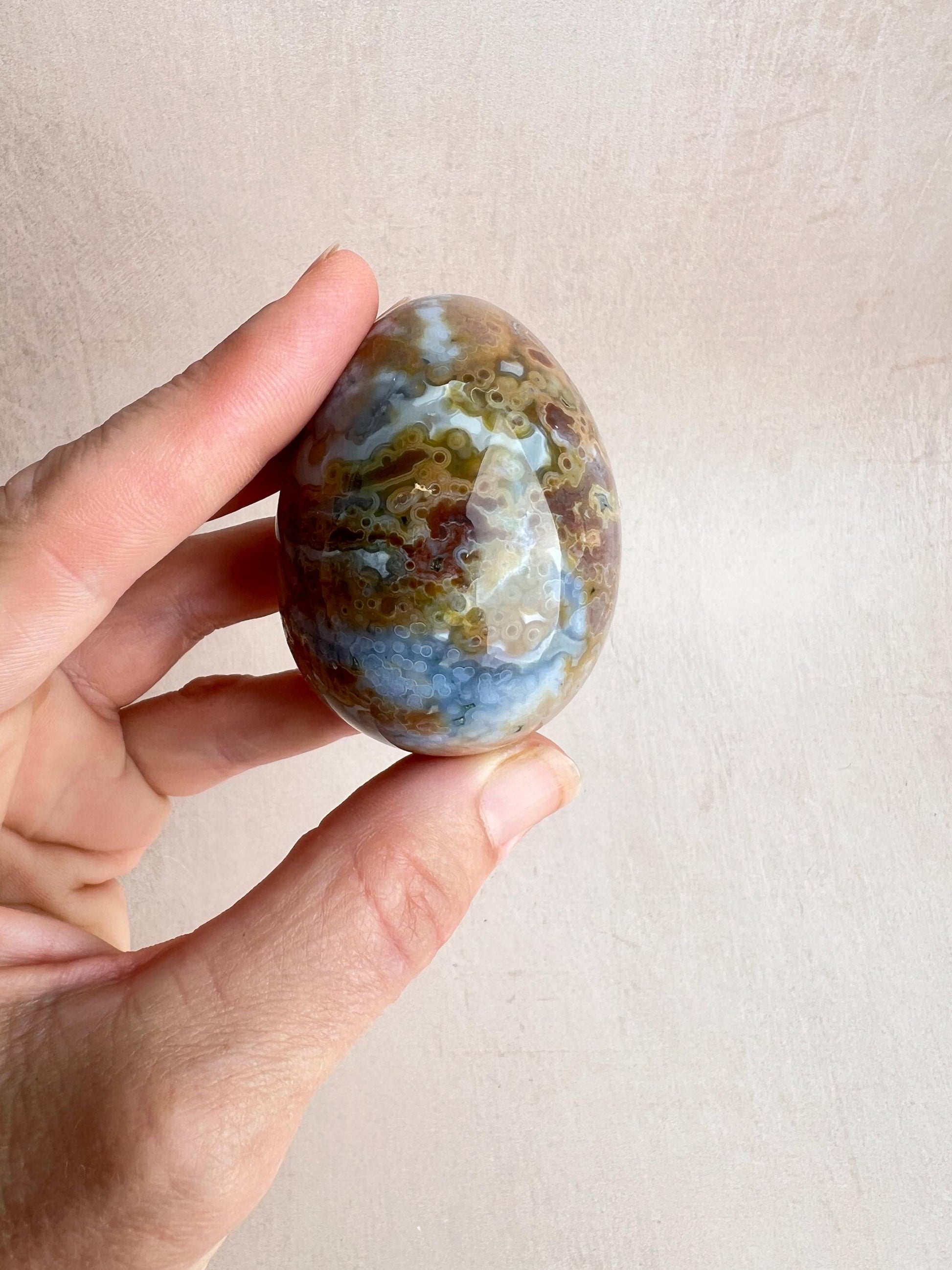 Ocean Jasper Egg: Natural Healing Crystal for Meditation & Chakra Work