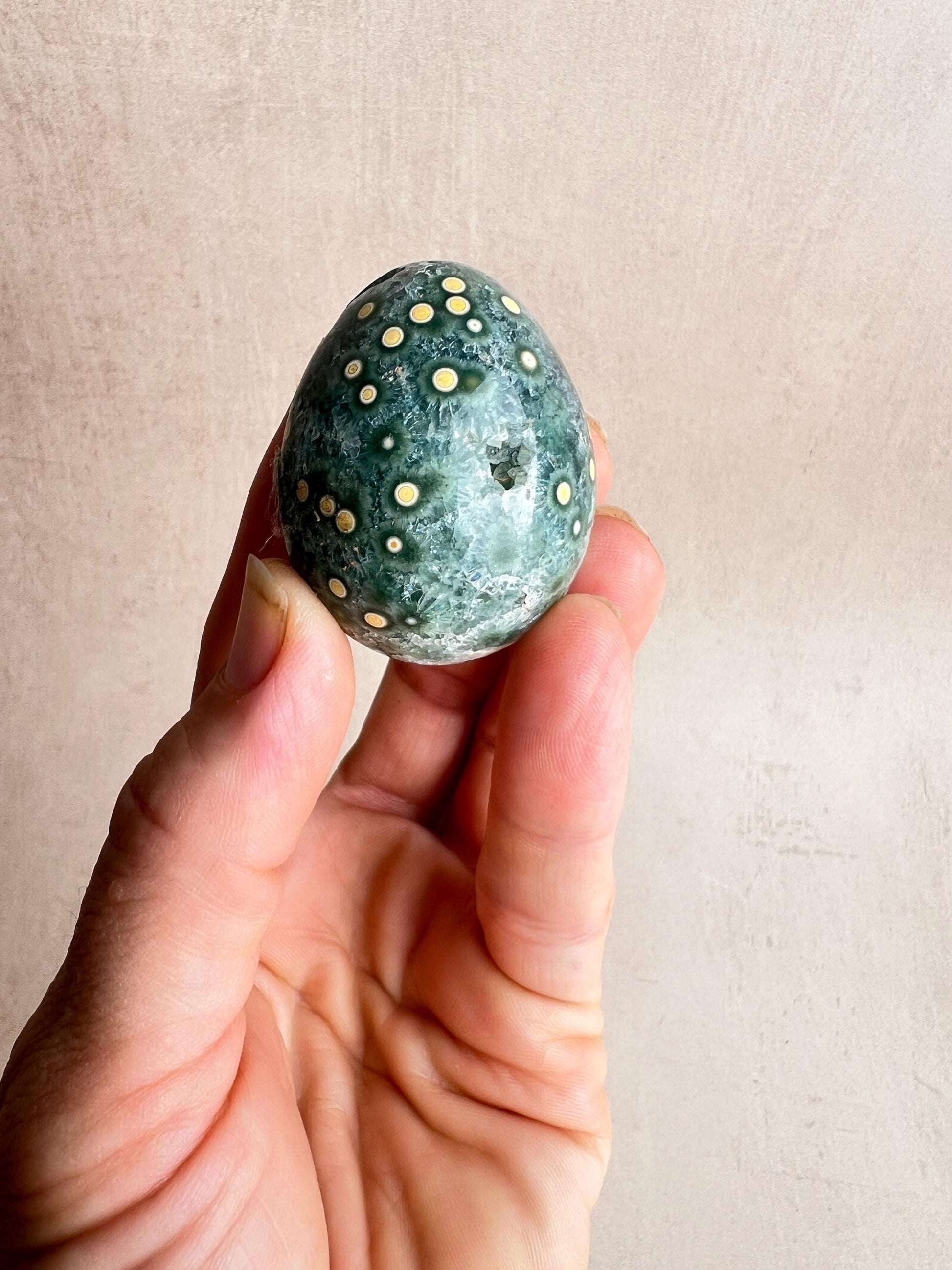 Ocean Jasper Egg: Natural Healing Crystal for Meditation & Chakra Work