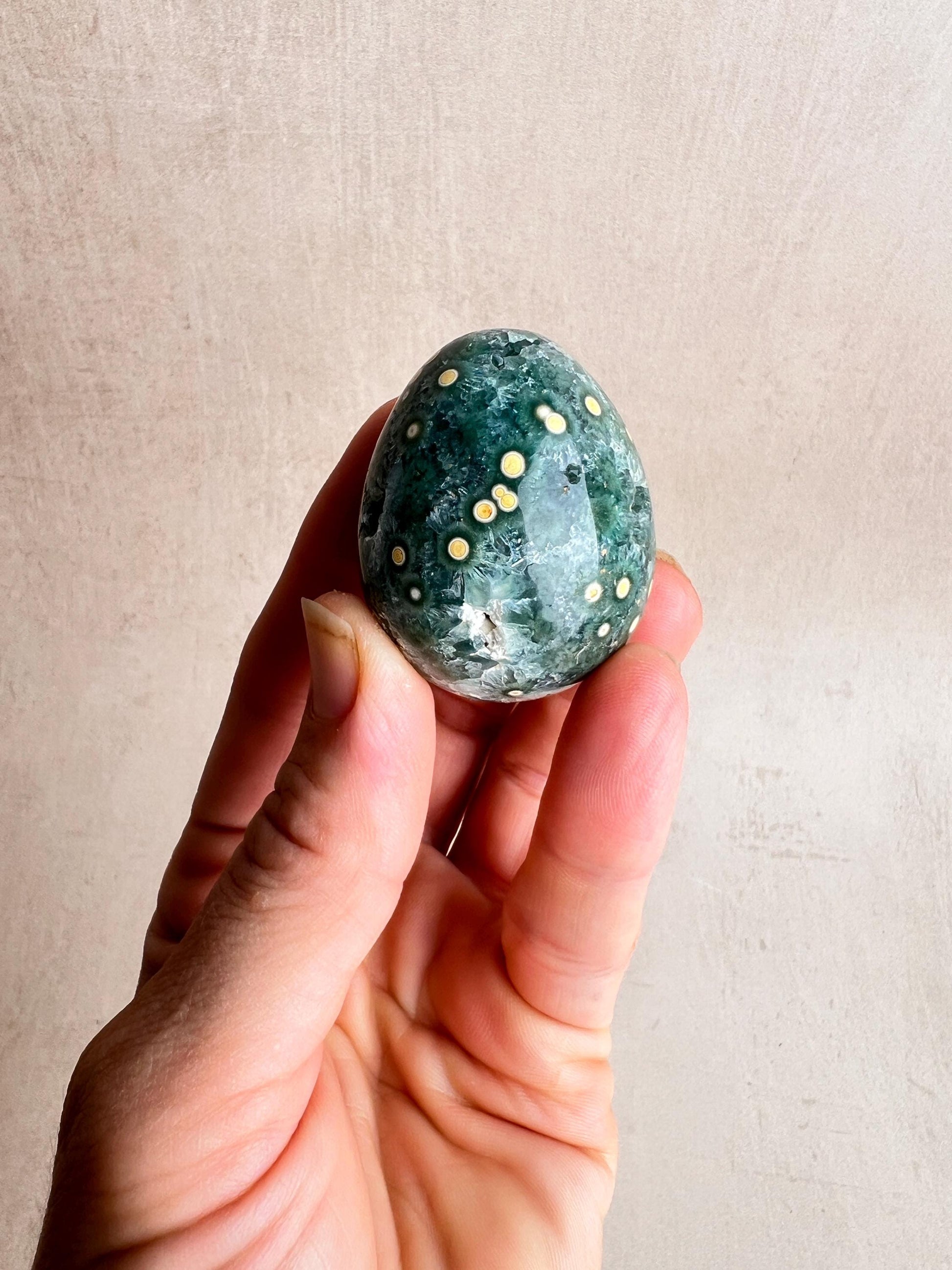 Ocean Jasper Egg: Natural Healing Crystal for Meditation & Chakra Work