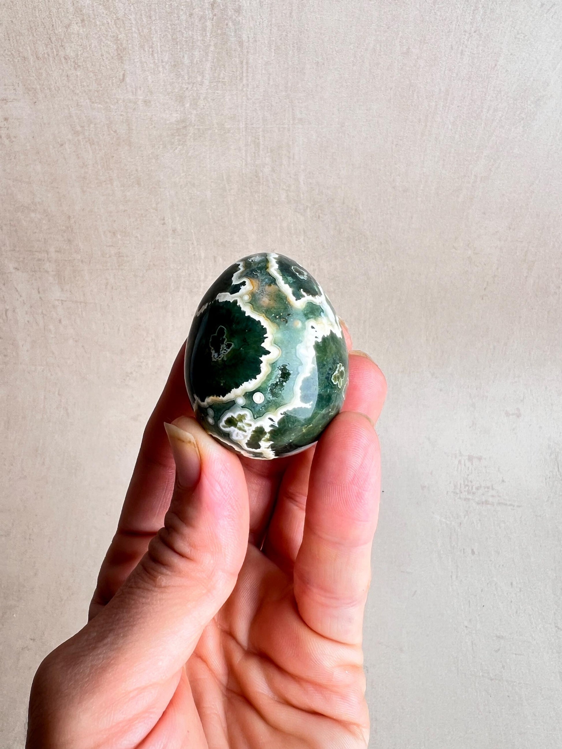 Polished Ocean Jasper Egg – Natural Calming Crystal, Meditation Stone (44 mm)
